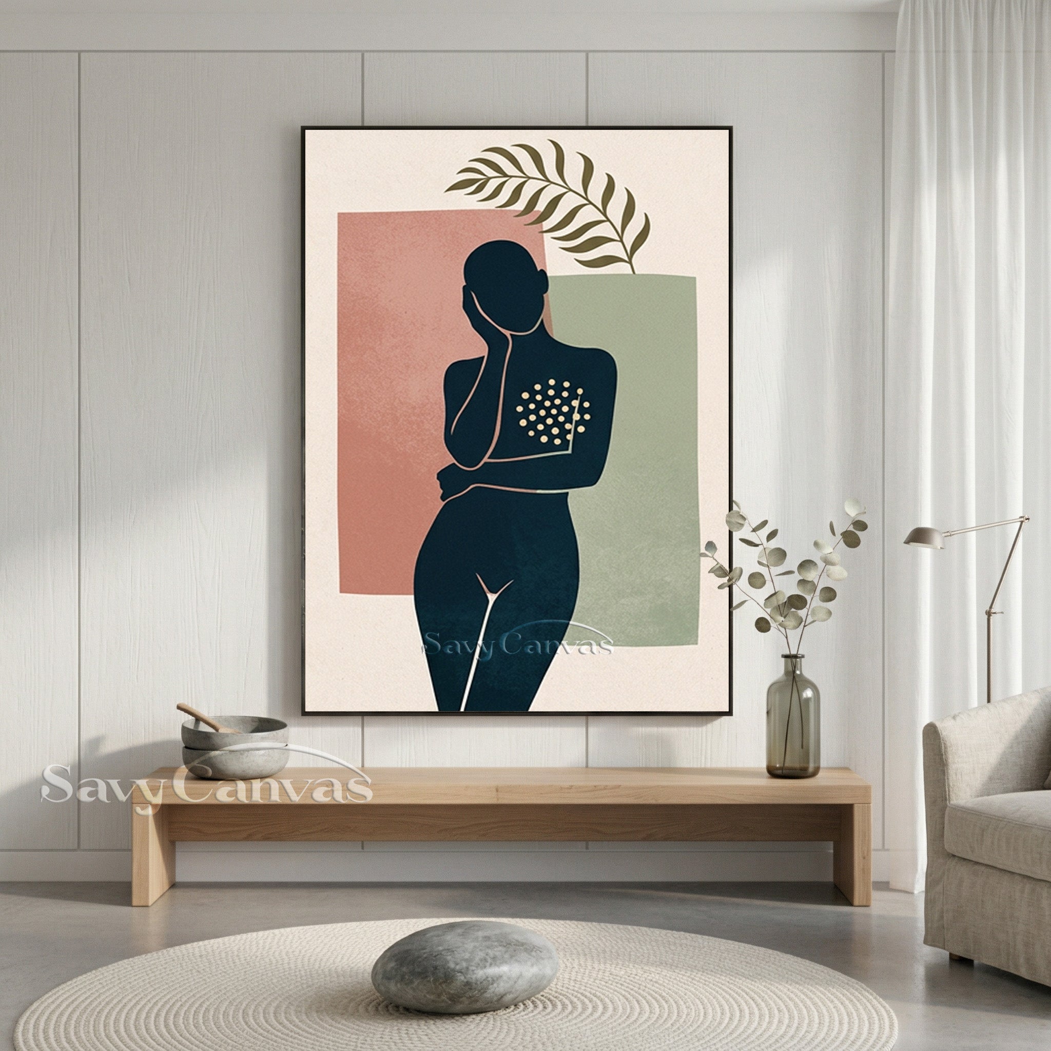 Minimalist Female Silhouette Abstract Wall Art Canvas #SS 179