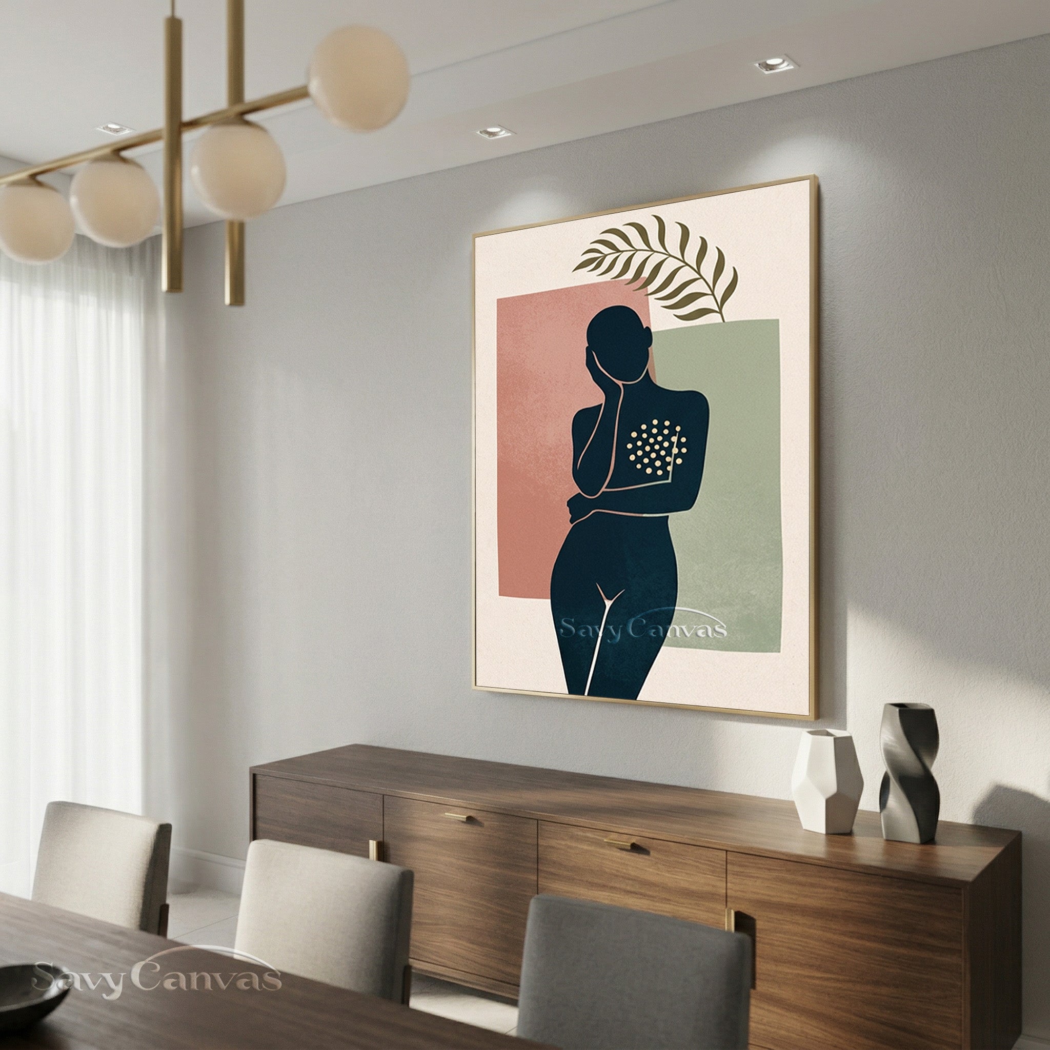 Minimalist Female Silhouette Abstract Wall Art Canvas #SS 179