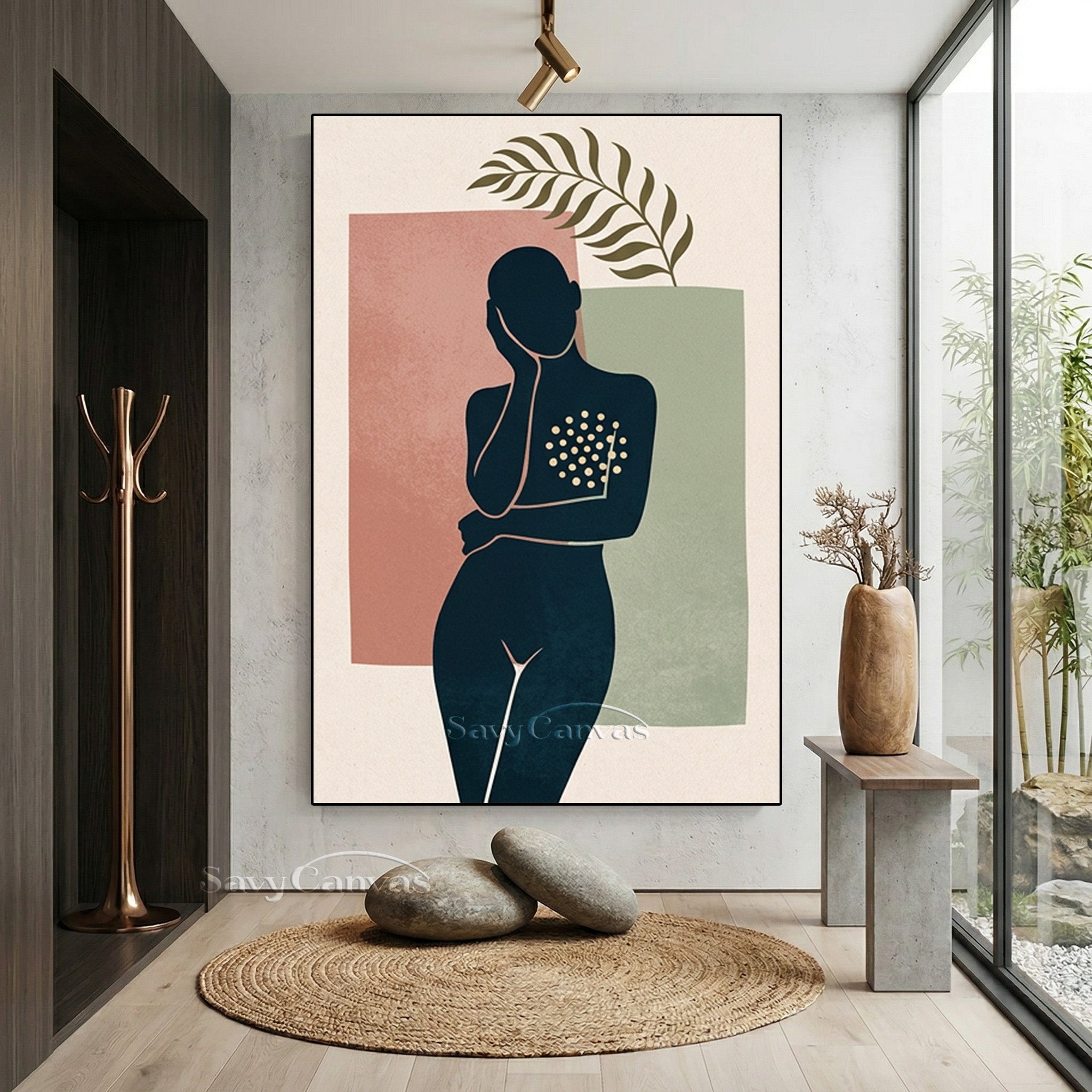 Minimalist Female Silhouette Abstract Wall Art Canvas #SS 179