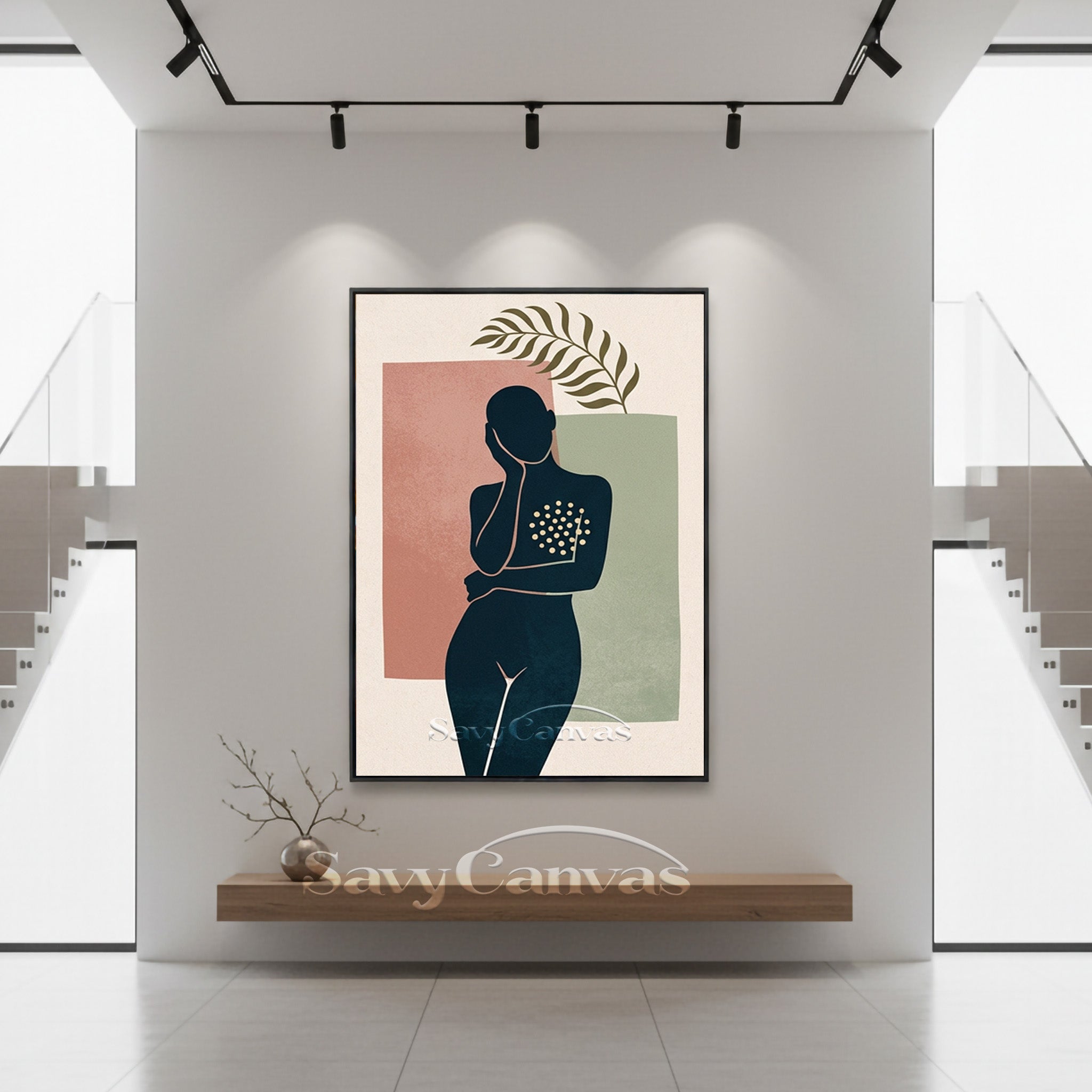 Minimalist Female Silhouette Abstract Wall Art Canvas #SS 179