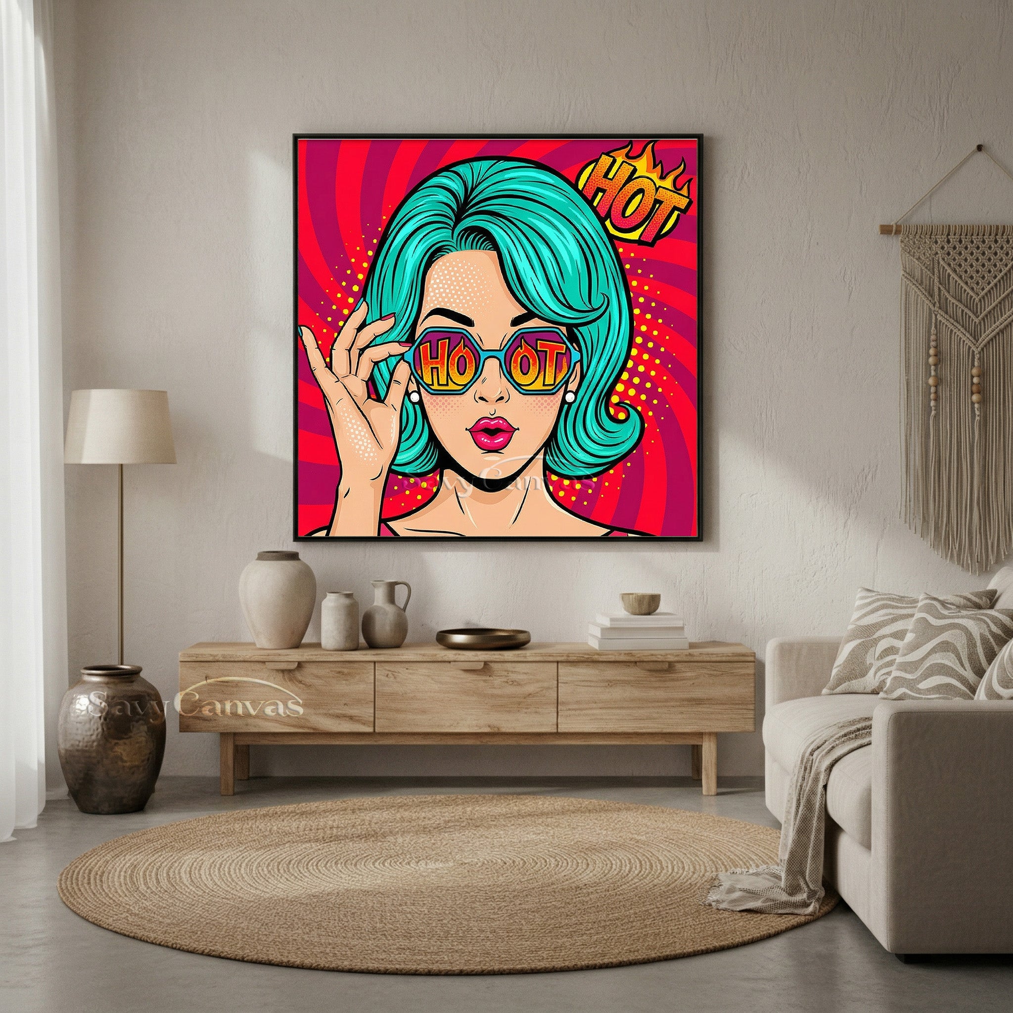 Handmade Pop Art Canvas - Retro Fashion Girl Wall Decor #SS 049