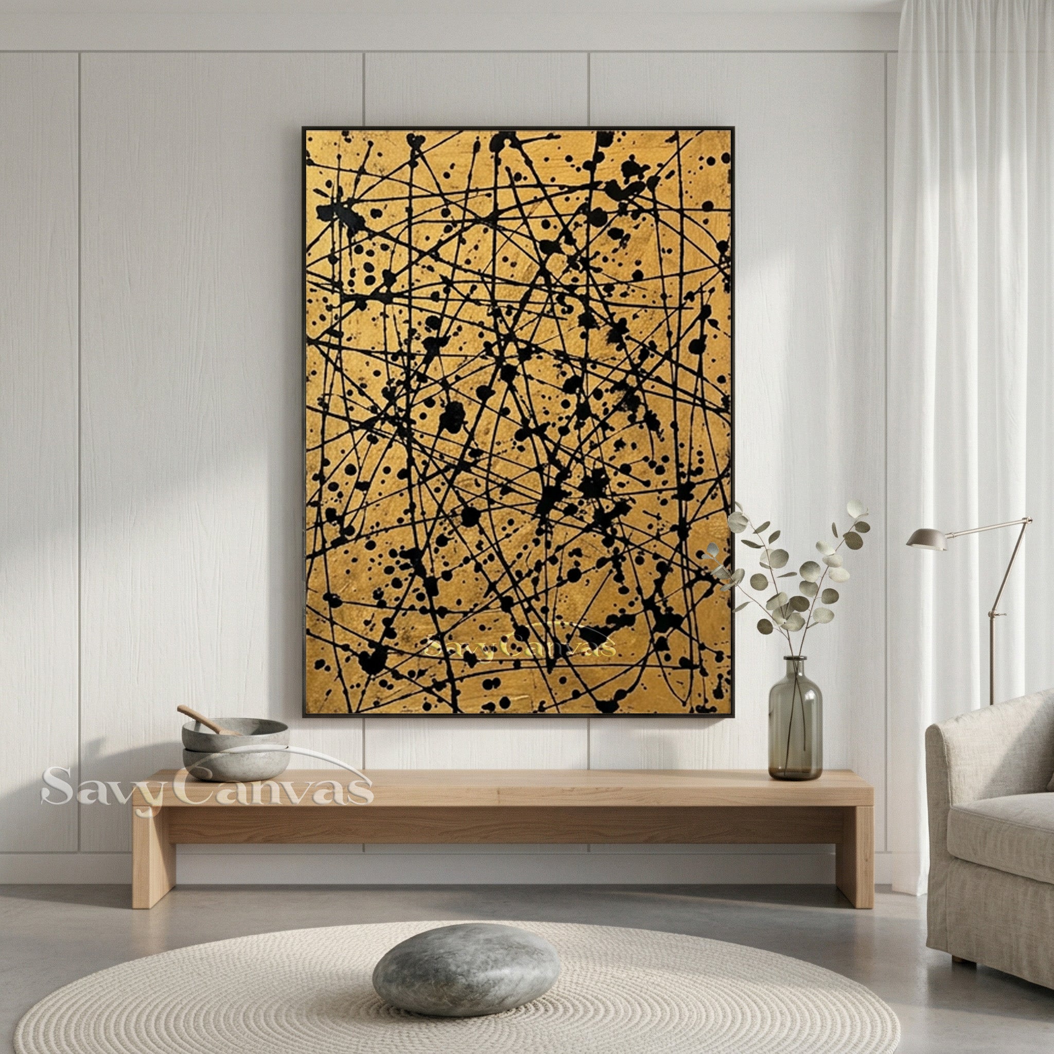 Luxury Gold Abstract Wall Art for Entrance Foyer & Hallway #AA 524