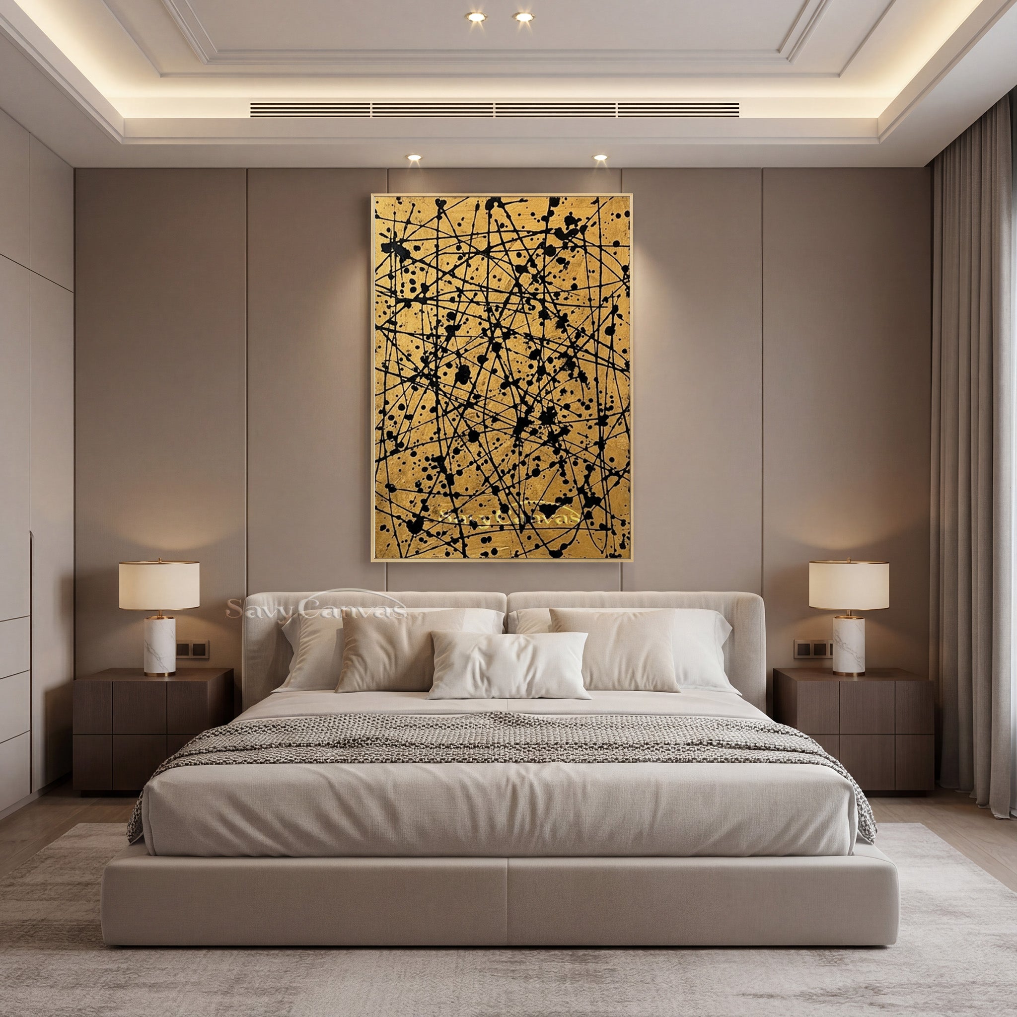 Luxury Gold Abstract Wall Art for Entrance Foyer & Hallway #AA 524