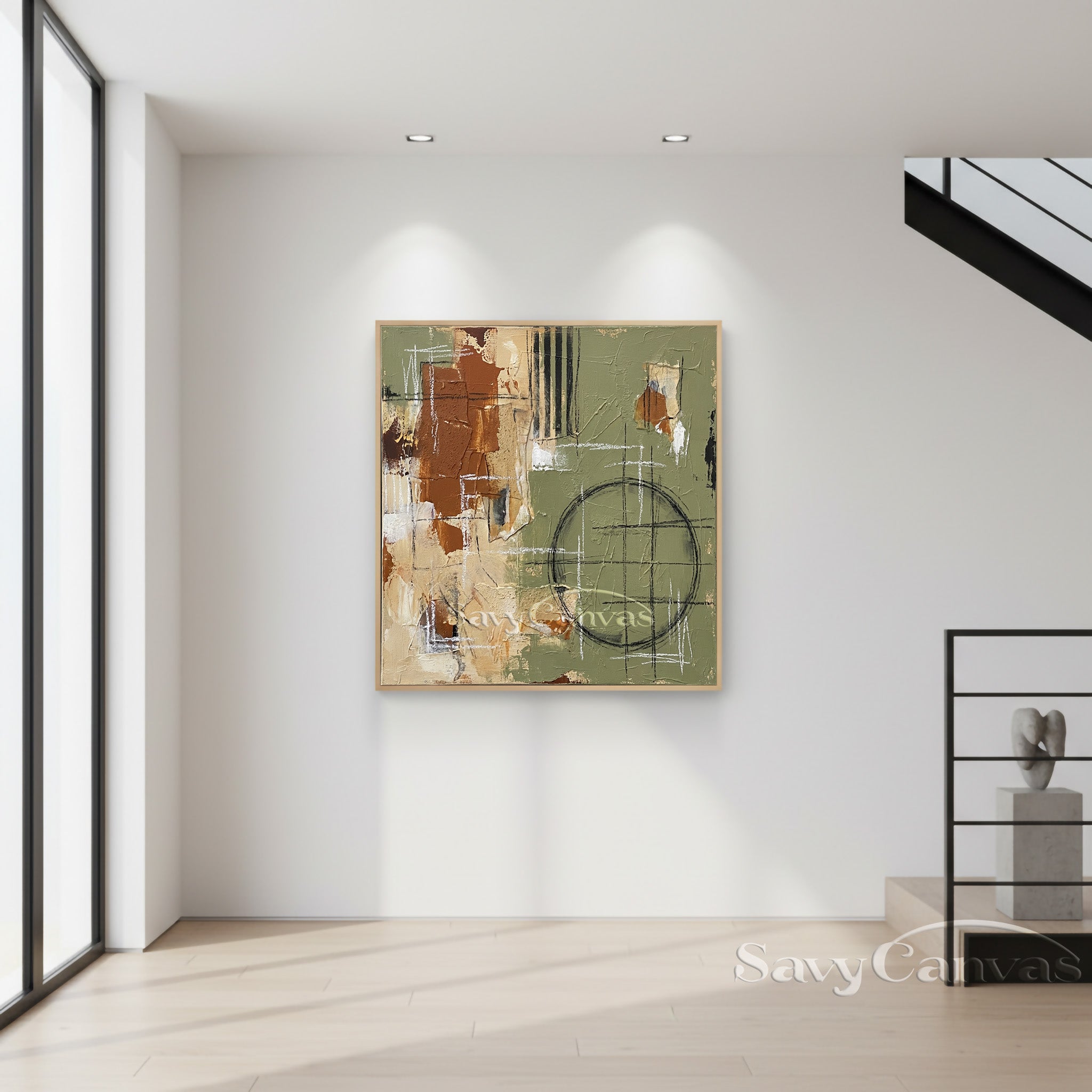 Textured Abstract Canvas Painting - Earthy Mid-Century Style #SS 021