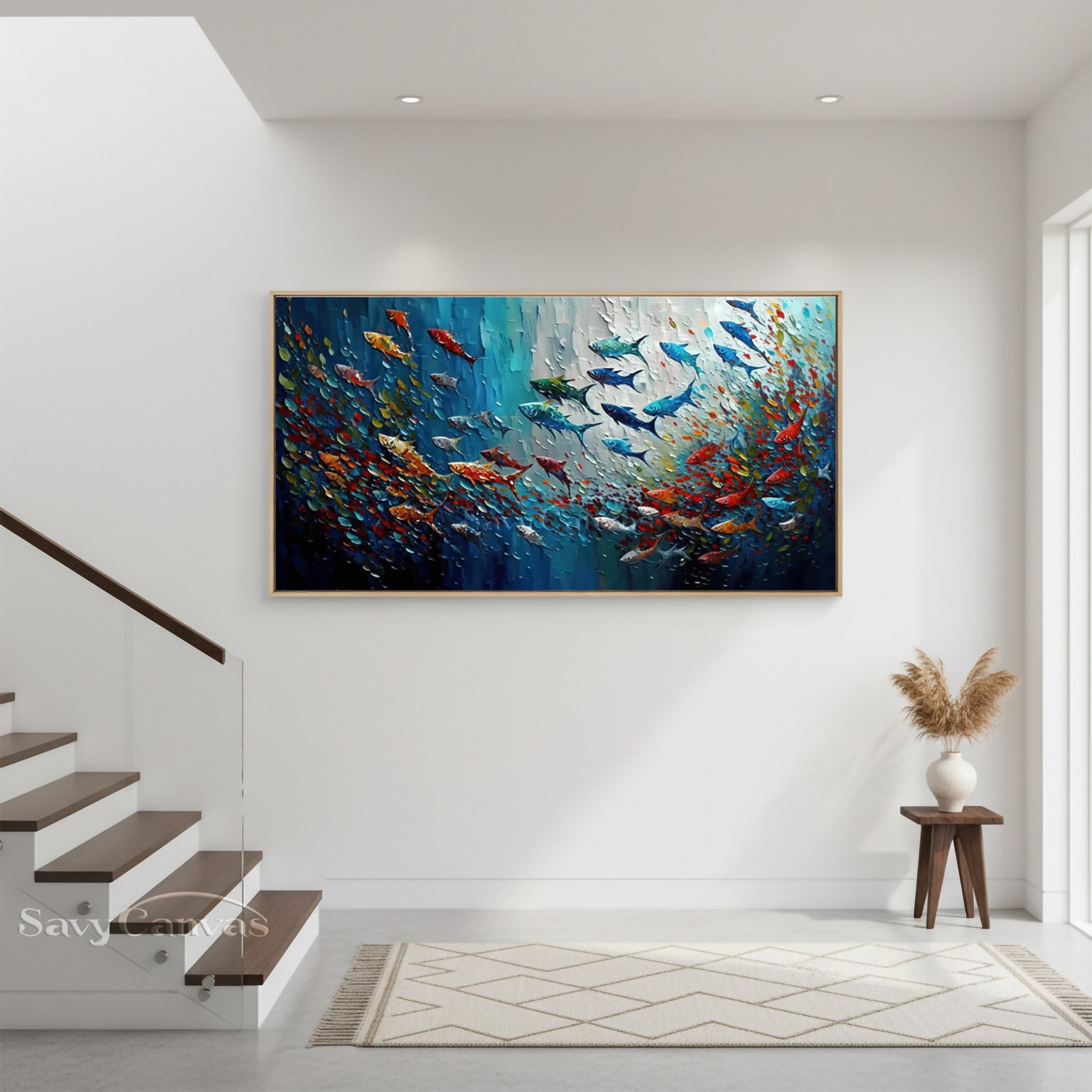 3D Textured Impasto Fish Canvas Art | Modern Colorful Oil Painting #SS 026