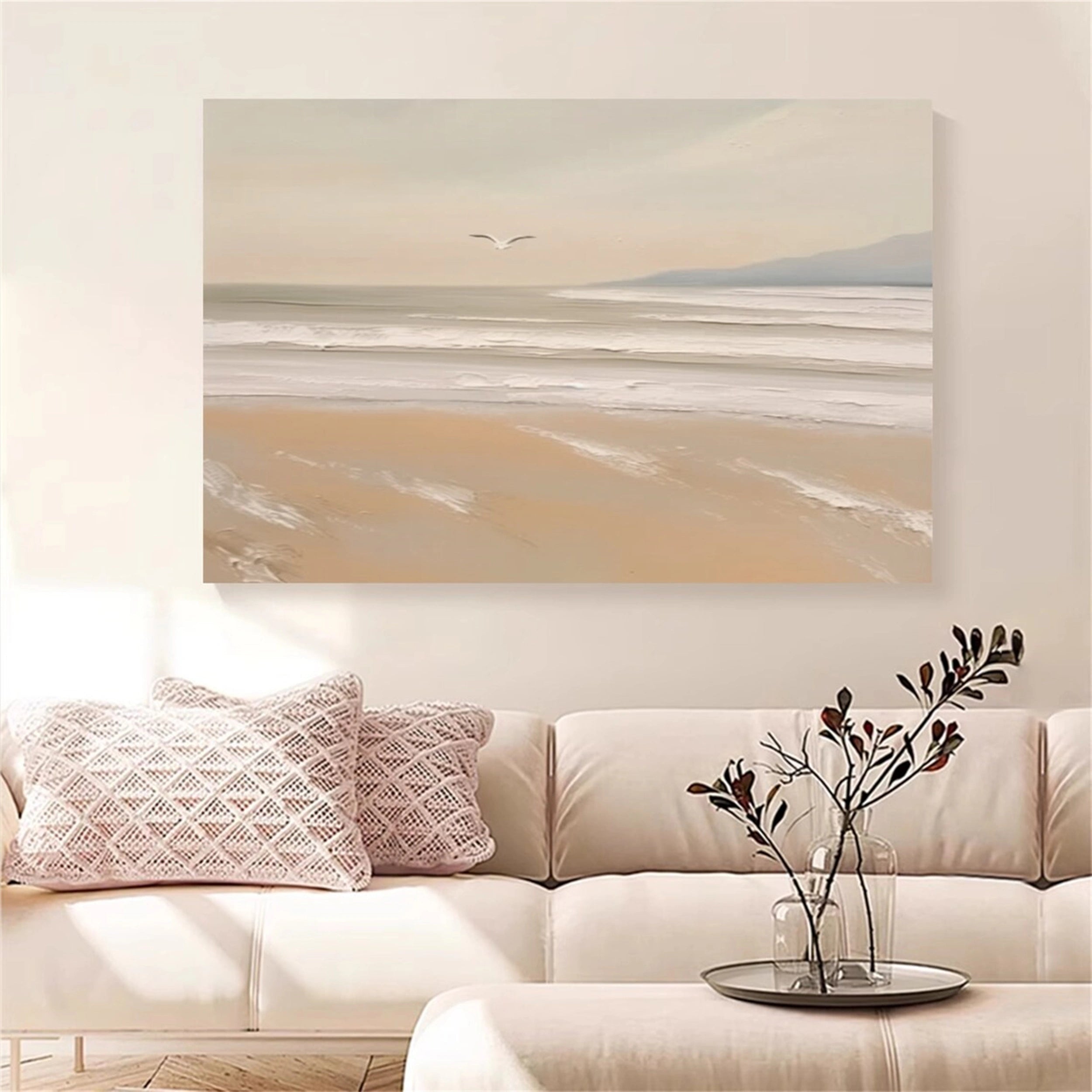 Abstract Sunset Ocean Colorful Art Canvas