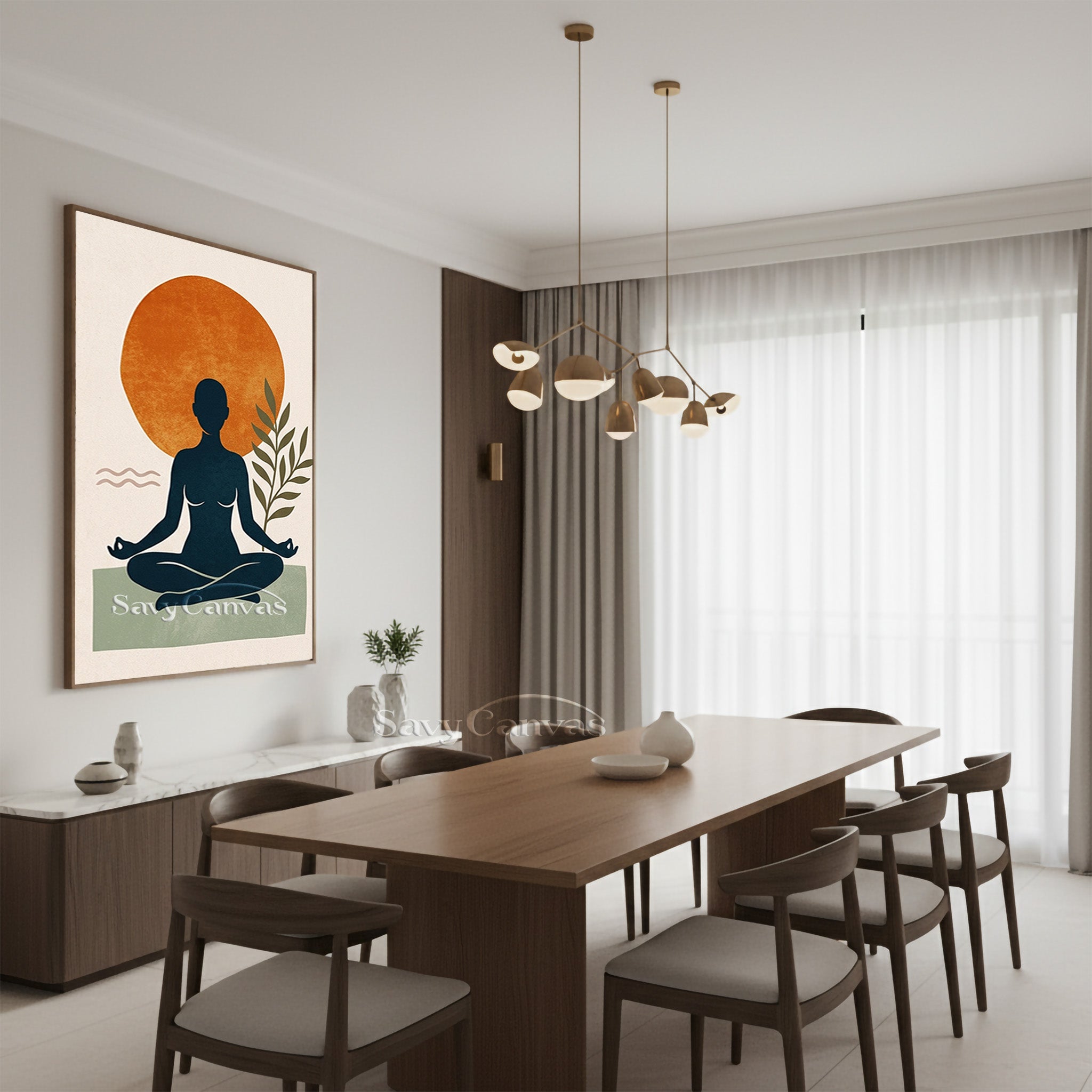 Boho Yoga Wall Art - Minimalist Meditation Canvas Painting #SS 180