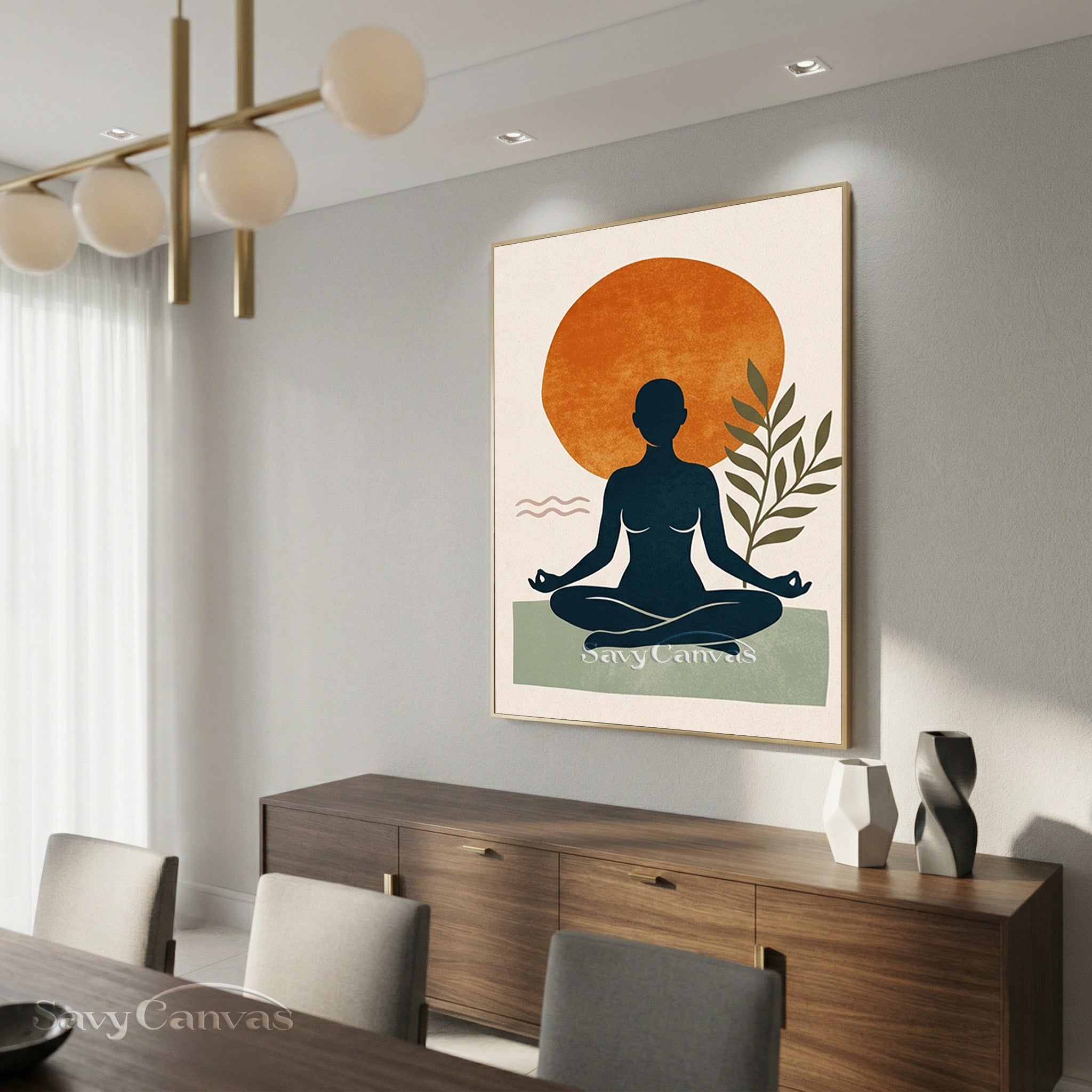 Boho Yoga Wall Art - Minimalist Meditation Canvas Painting #SS 180