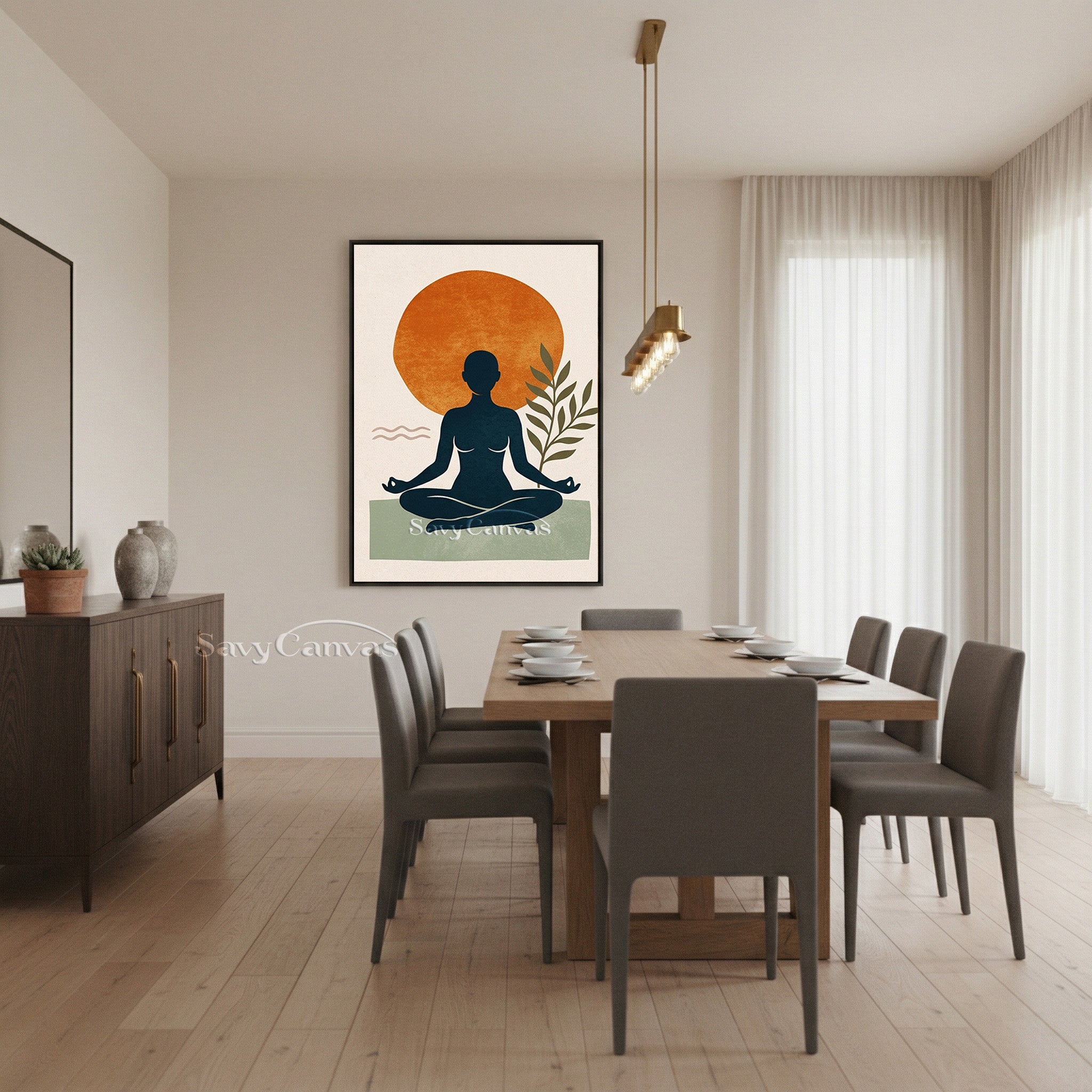 Boho Yoga Wall Art - Minimalist Meditation Canvas Painting #SS 180