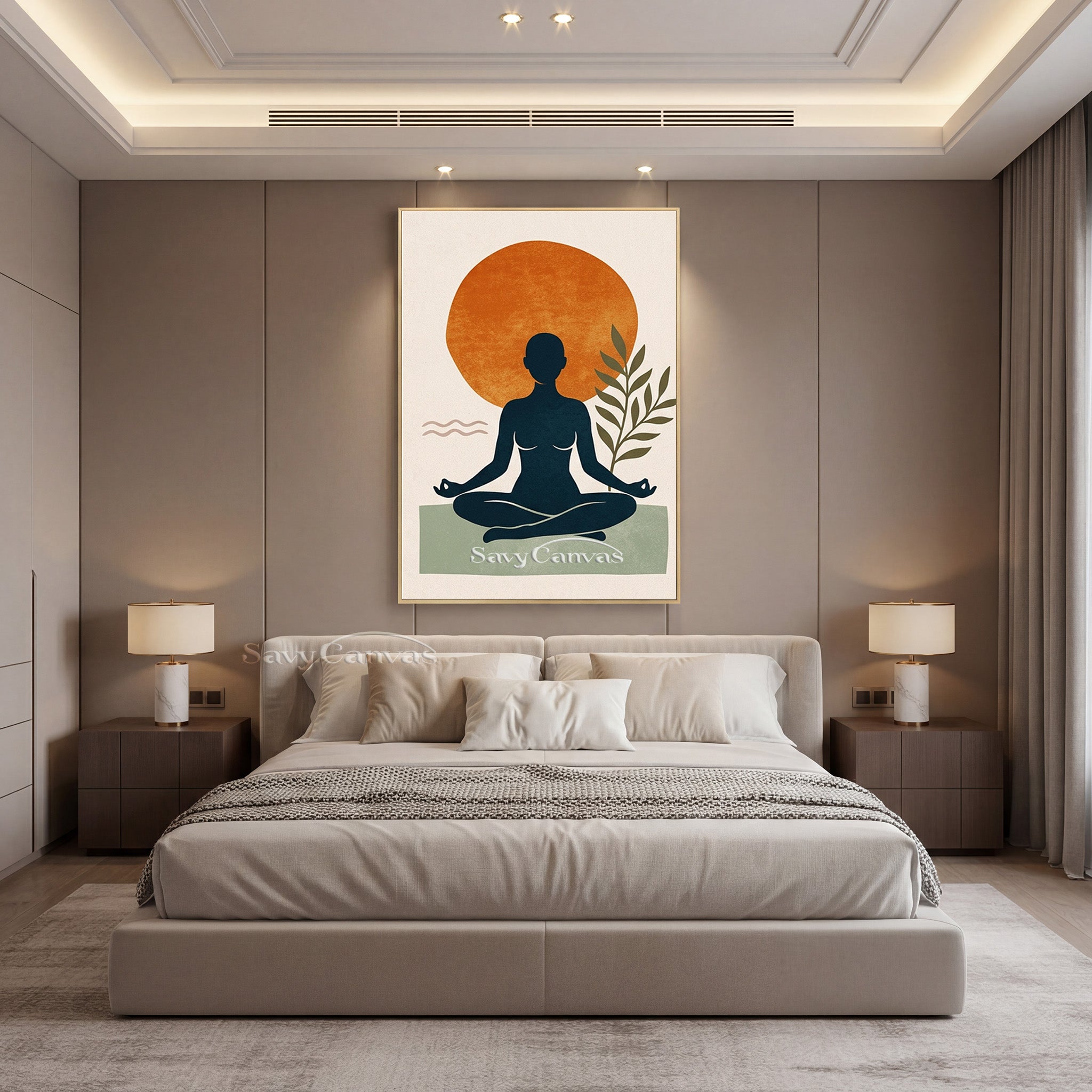 Boho Yoga Wall Art - Minimalist Meditation Canvas Painting #SS 180