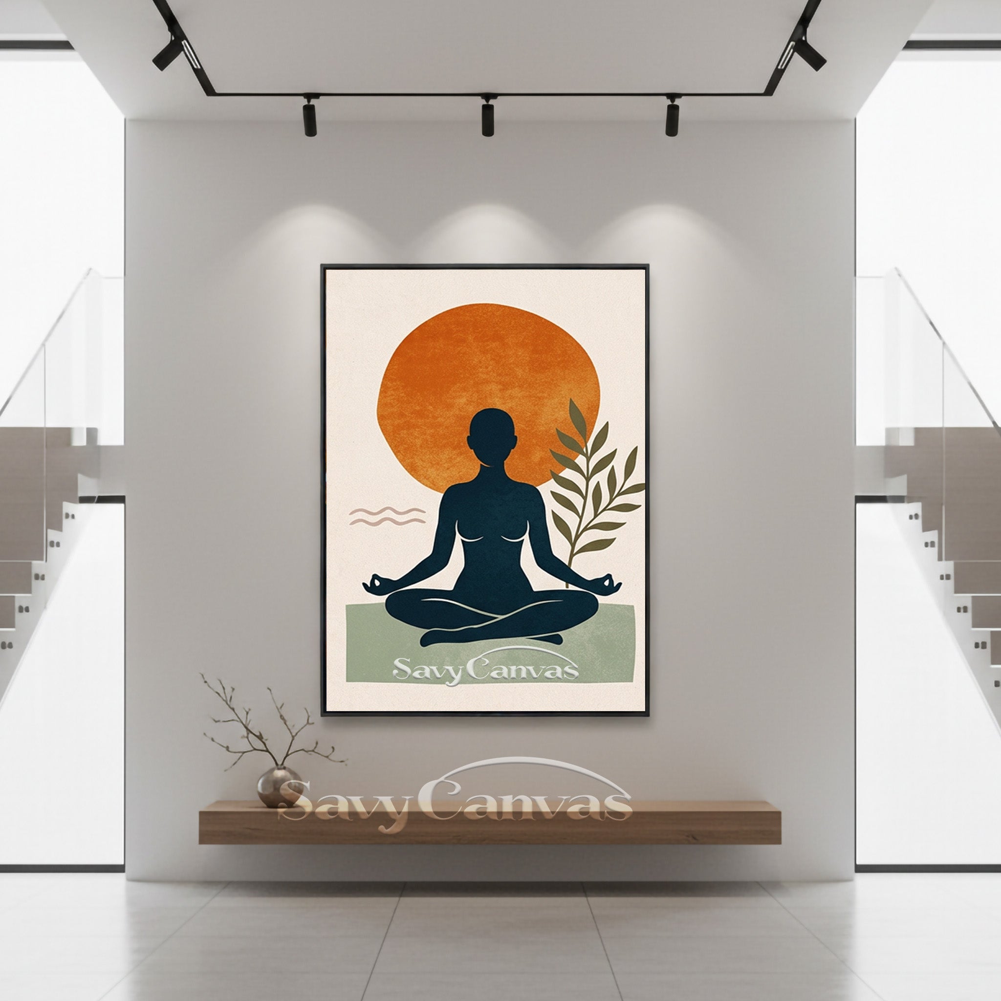 Boho Yoga Wall Art - Minimalist Meditation Canvas Painting #SS 180