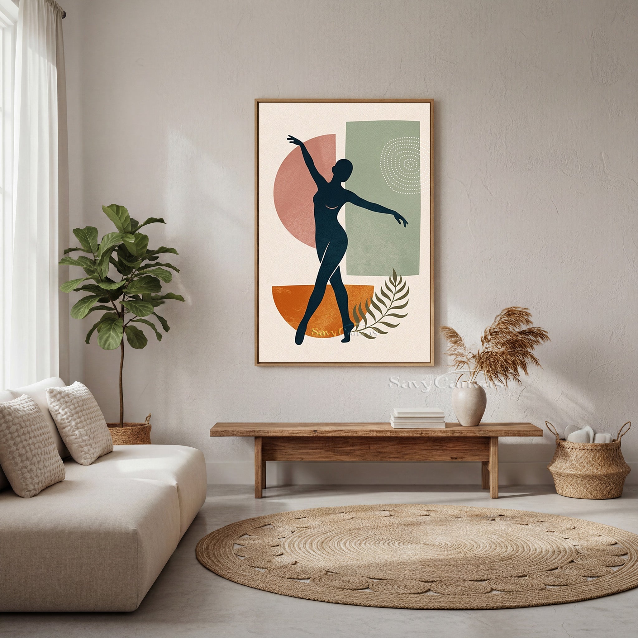 Elegant Dancing Woman Canvas Art - Minimalist Figure Decor #SS 181
