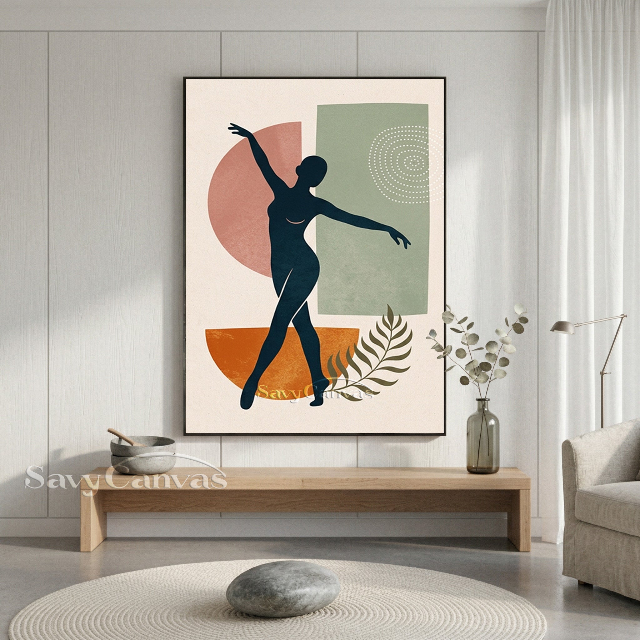 Elegant Dancing Woman Canvas Art - Minimalist Figure Decor #SS 181