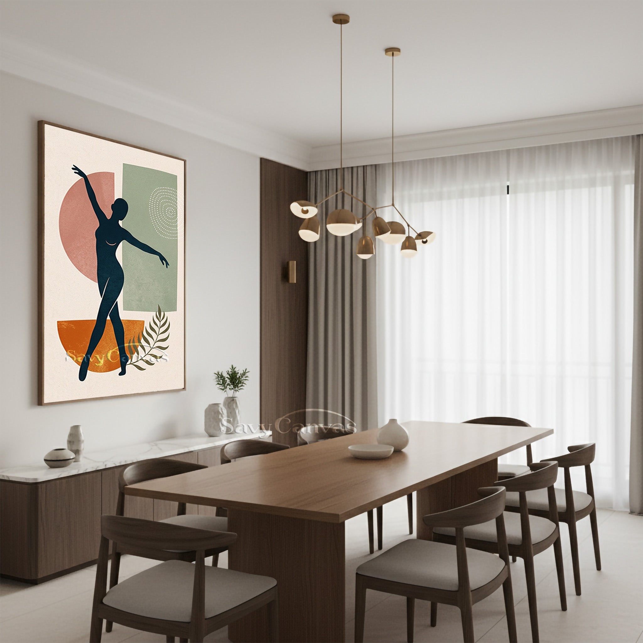 Elegant Dancing Woman Canvas Art - Minimalist Figure Decor #SS 181