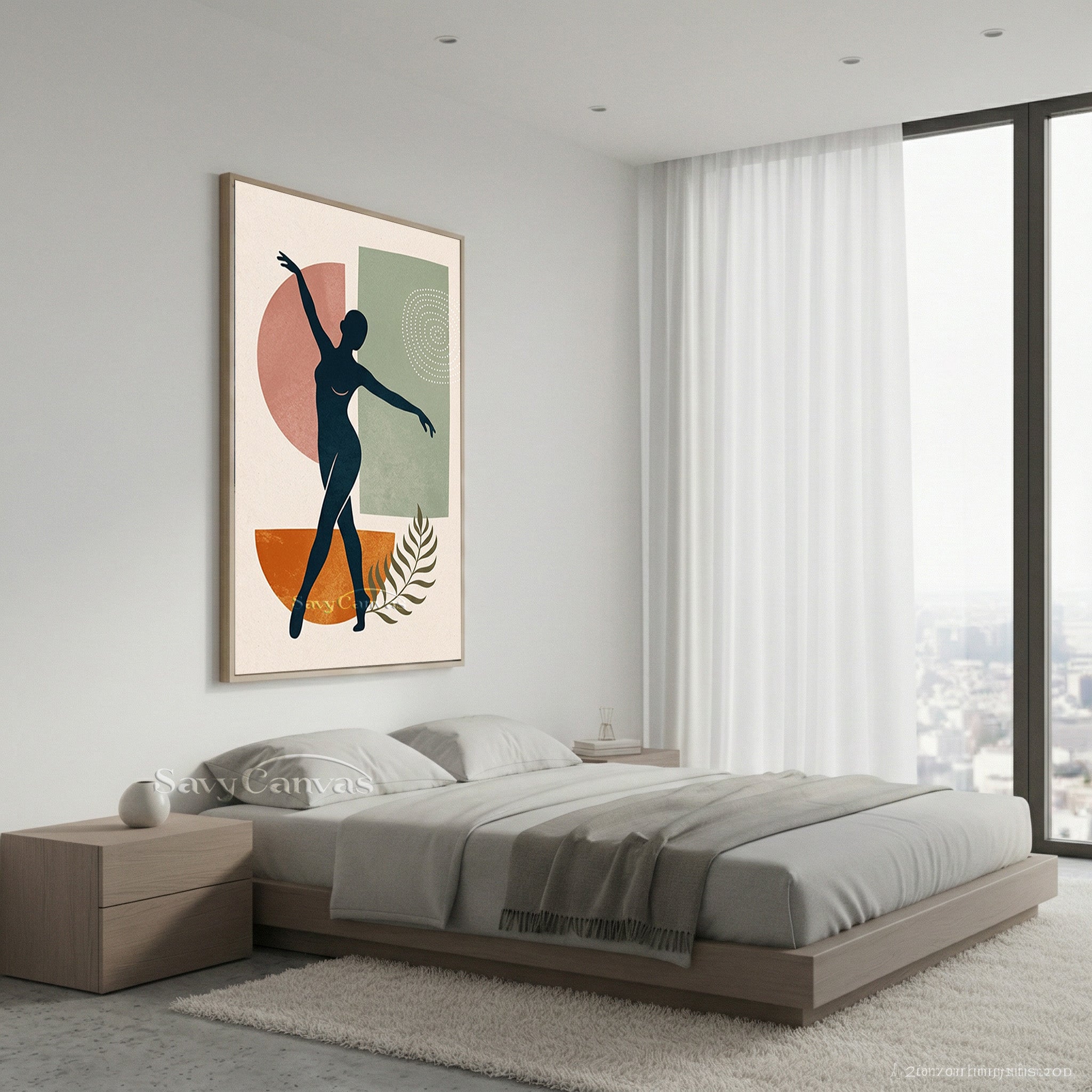 Elegant Dancing Woman Canvas Art - Minimalist Figure Decor #SS 181