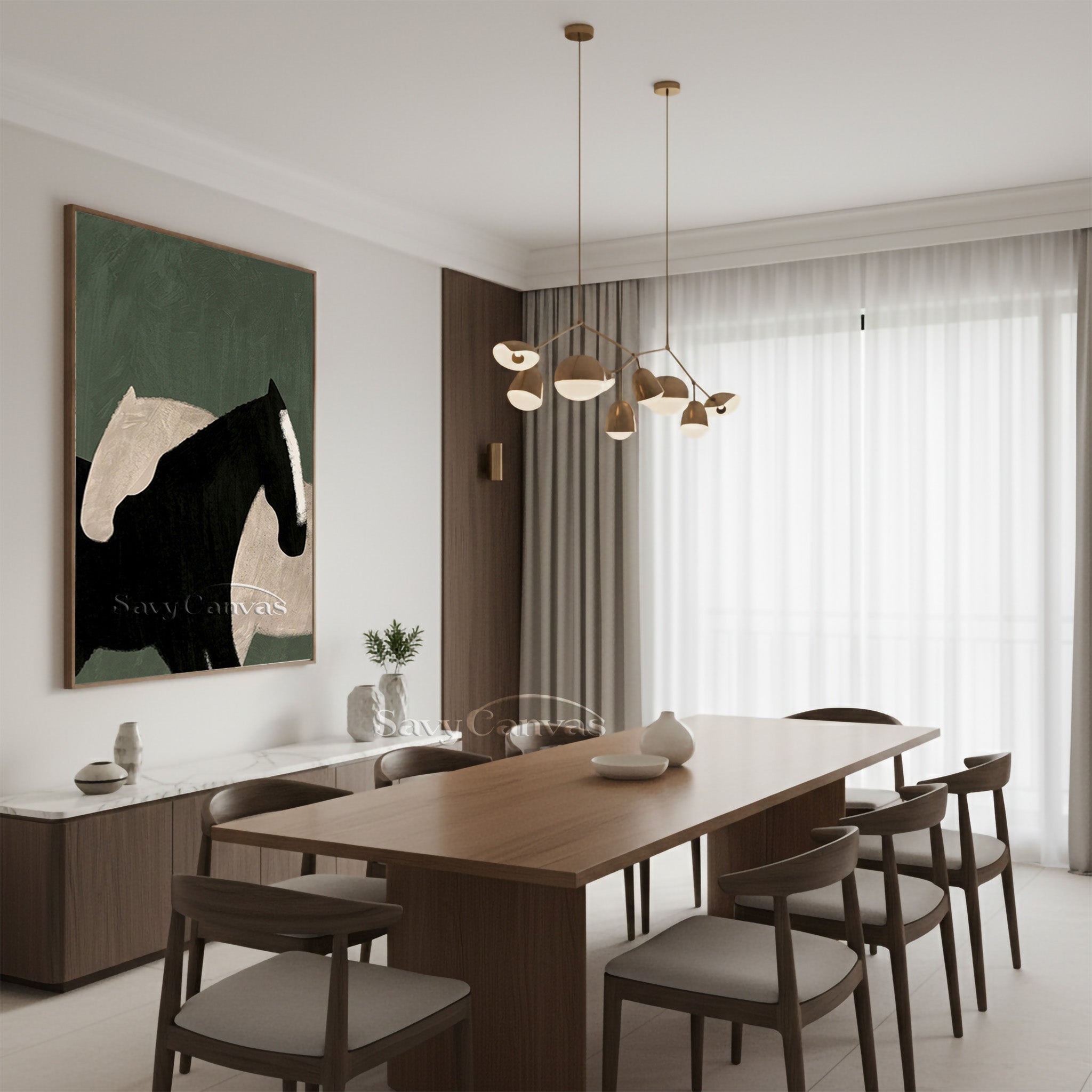 Minimalist Horse Oil Painting | Modern Abstract Wall Art #SS 183