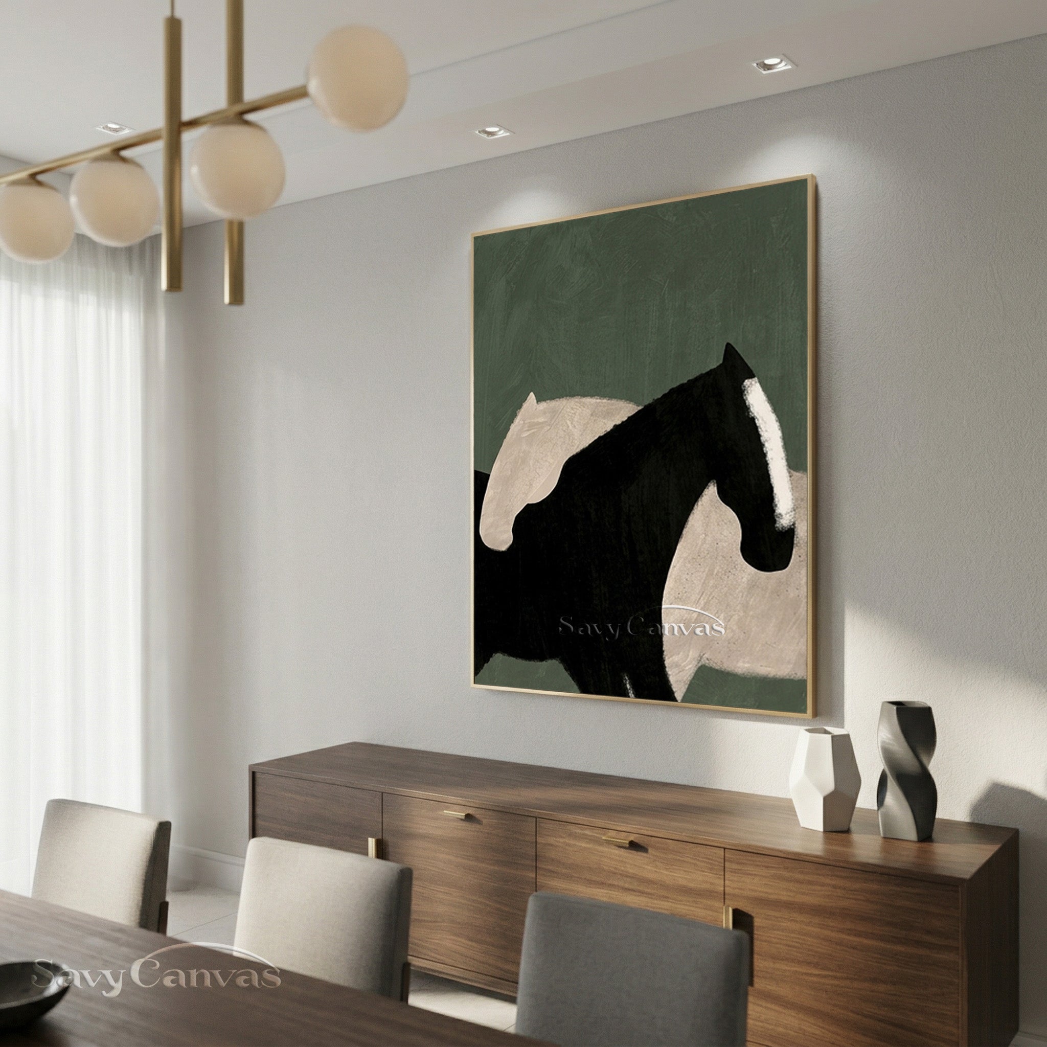 Minimalist Horse Oil Painting | Modern Abstract Wall Art #SS 183
