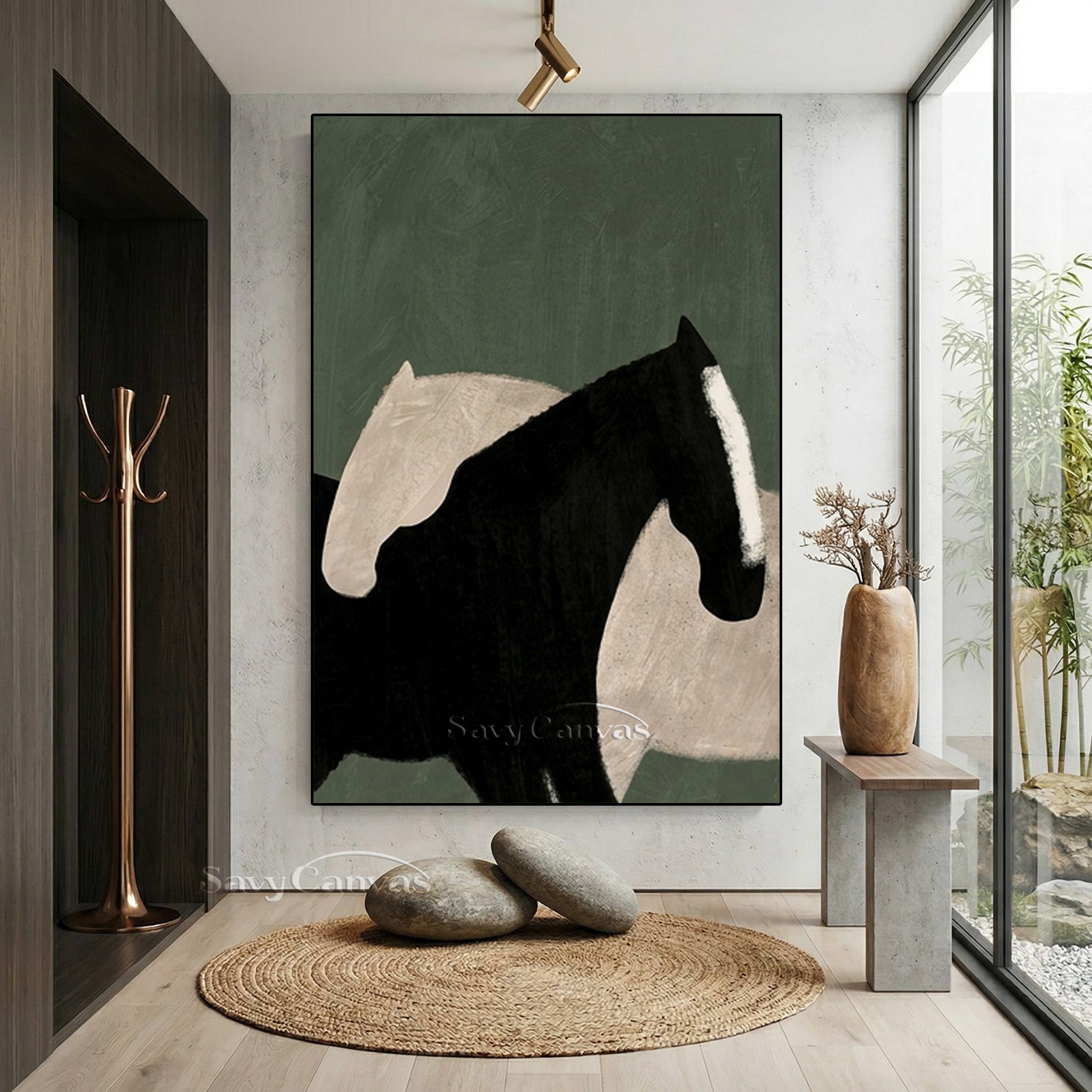 Minimalist Horse Oil Painting | Modern Abstract Wall Art #SS 183