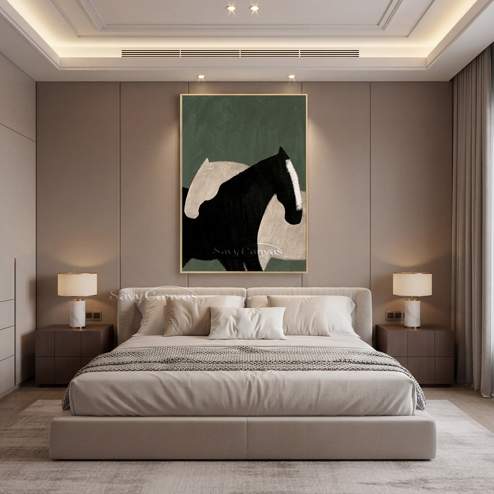 Minimalist Horse Oil Painting | Modern Abstract Wall Art #SS 183