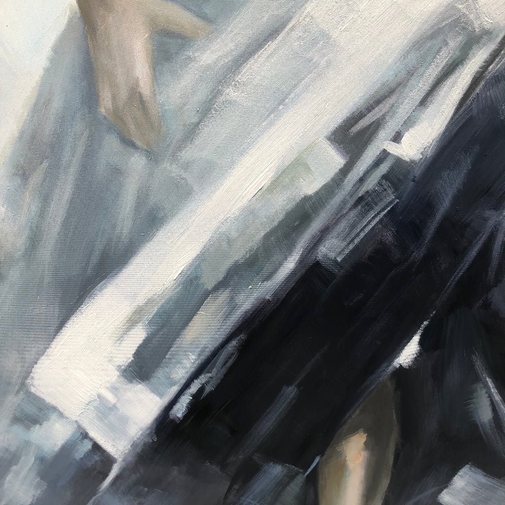 Contemporary Figurative Painting | Large Vertical Woman Black & White Art #ZZ 189