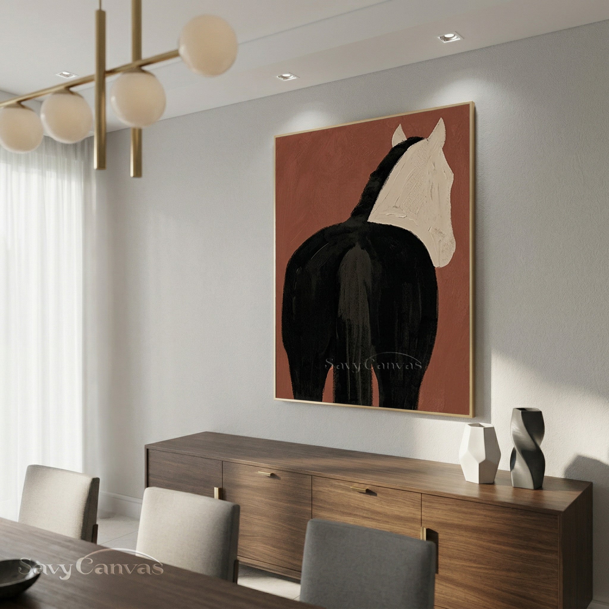 Nordic Style Horse Portrait Painting | Unique Hand-Painted Art #SS 186