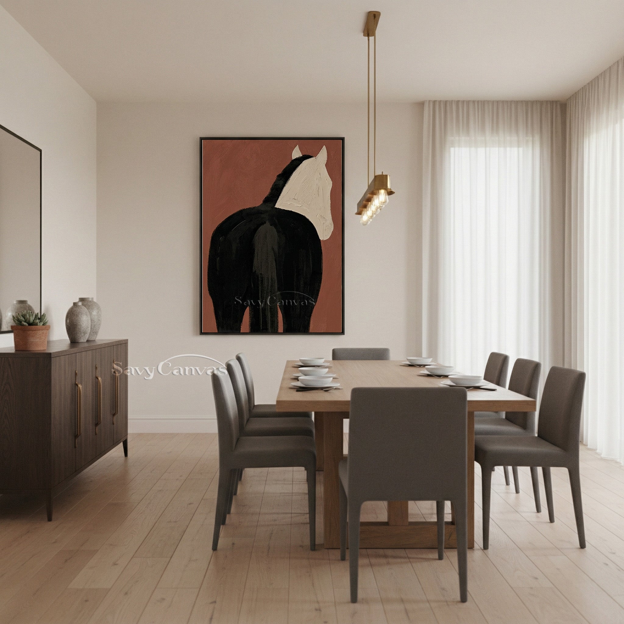 Nordic Style Horse Portrait Painting | Unique Hand-Painted Art #SS 186