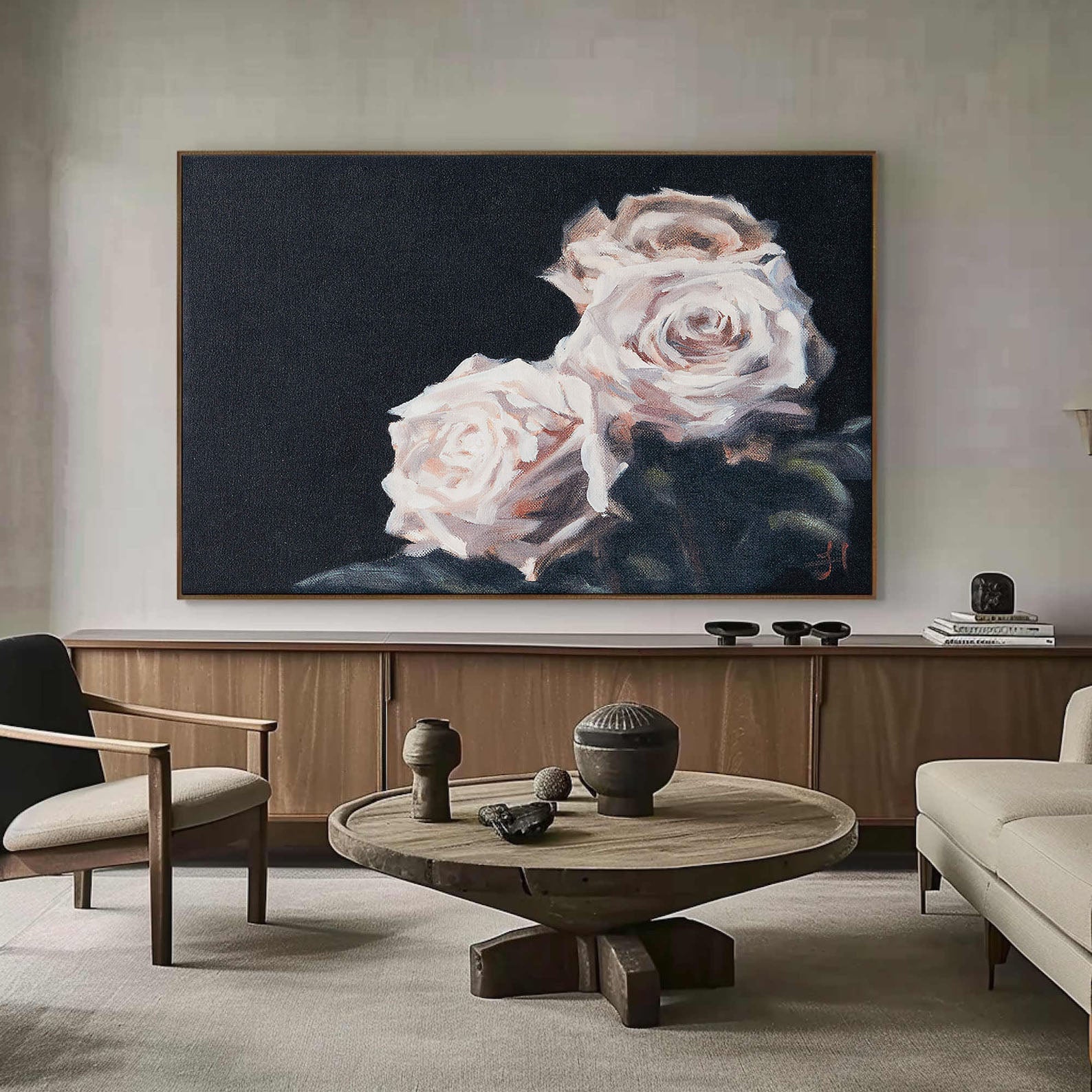 Rose Wall Art - Hand Painted Large Oil Painting #TC 141