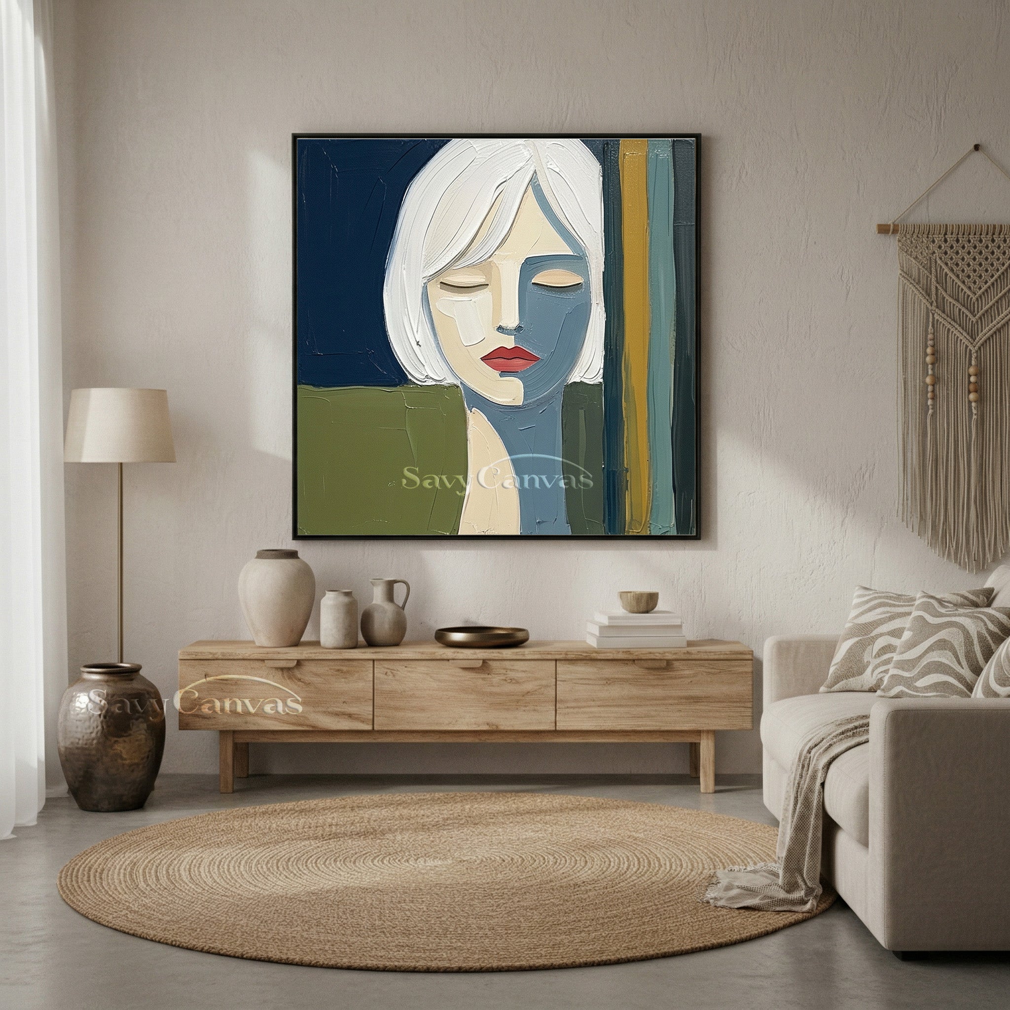 Modern Abstract Female Portrait Thick Texture Oil Painting #SS 102