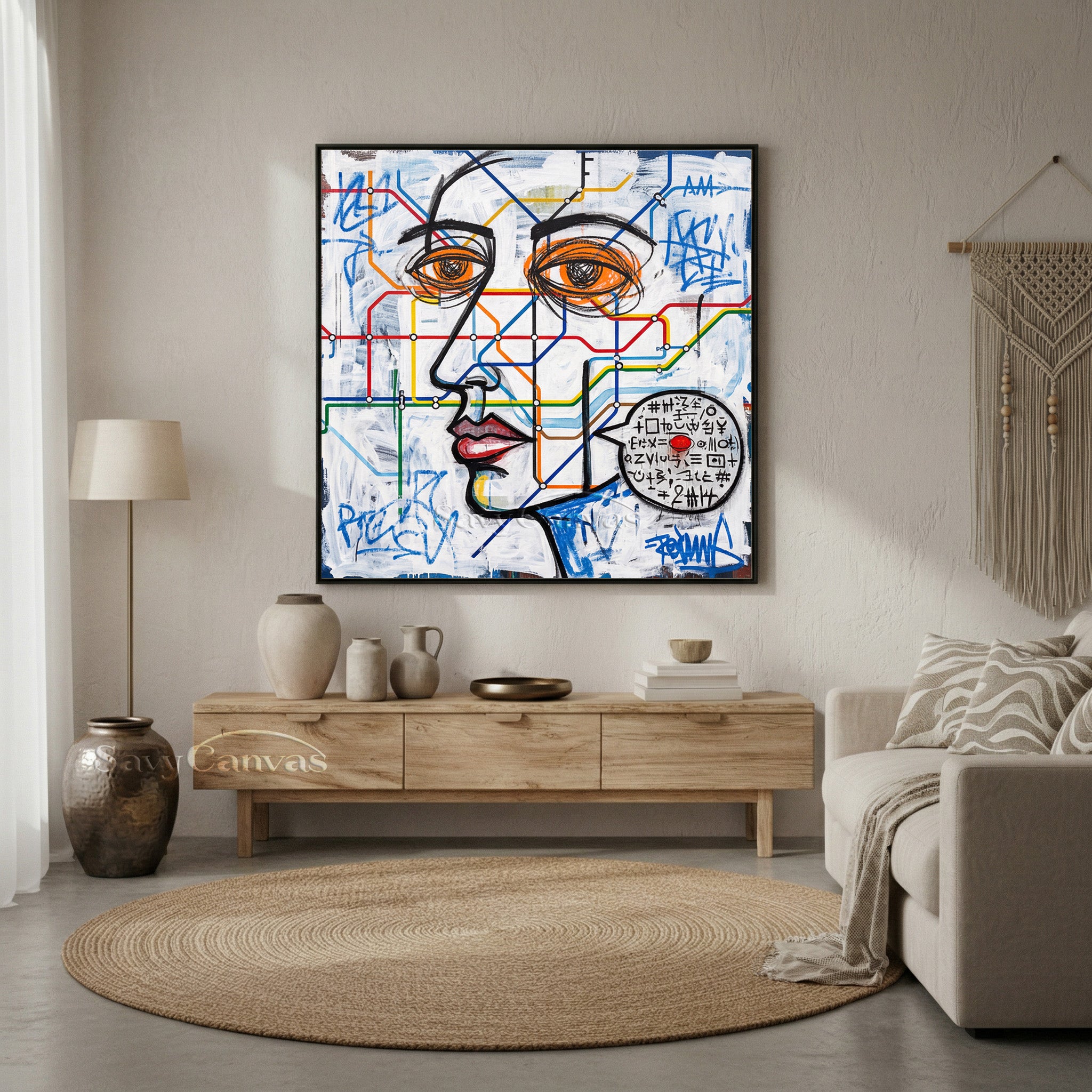 Street Graffiti Style Portrait Canvas Art - City Life Wall Decor #SS 050