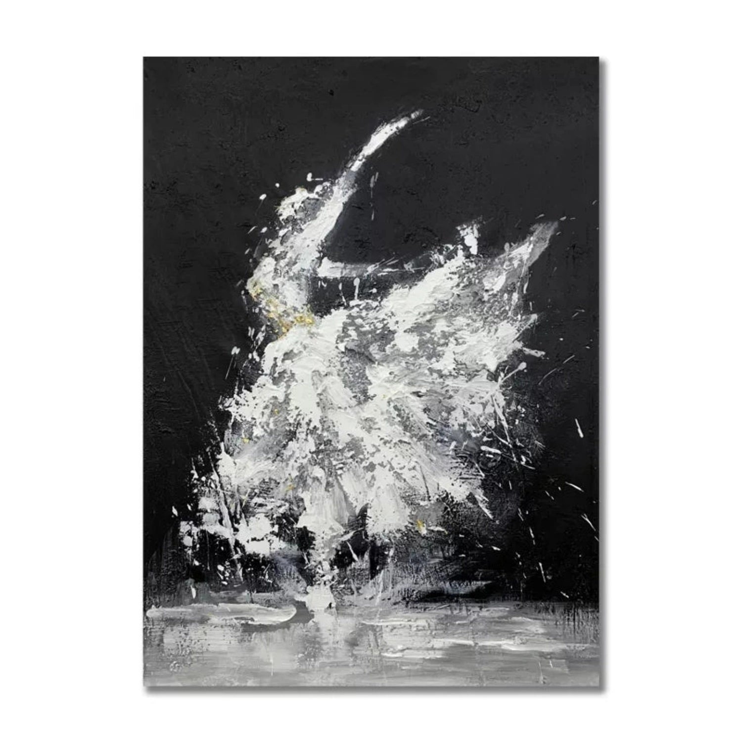 Abstract Dancer in Motion Oil Painting - Black and White Modern Dance
