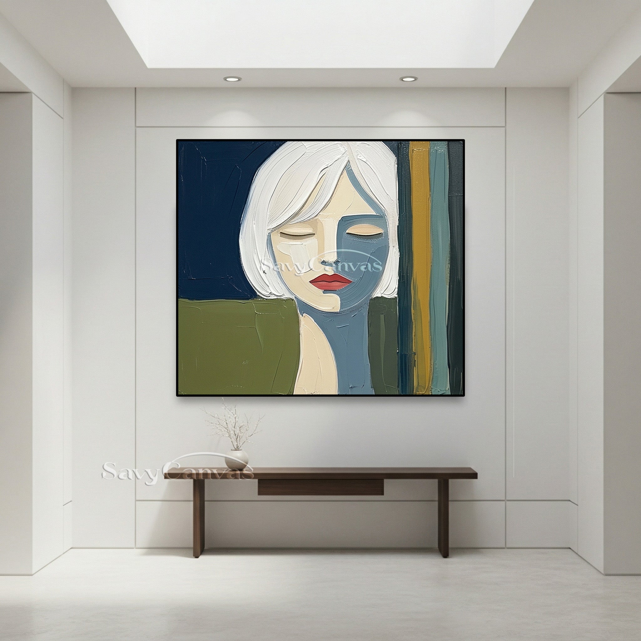 Modern Abstract Female Portrait Thick Texture Oil Painting #SS 102
