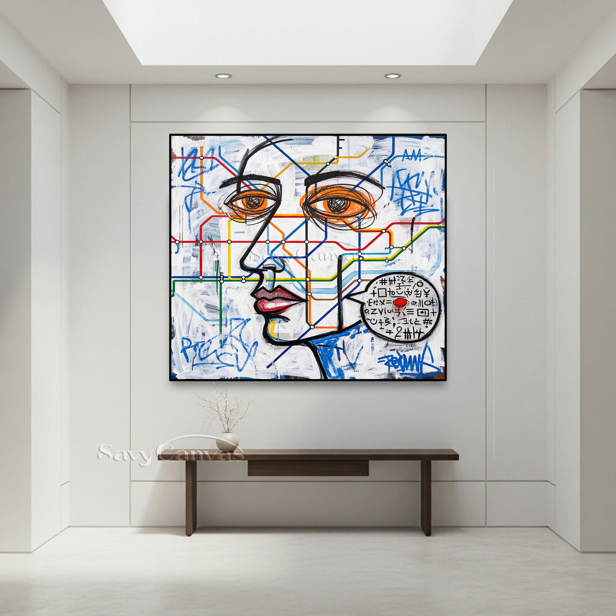 Street Graffiti Style Portrait Canvas Art - City Life Wall Decor #SS 050