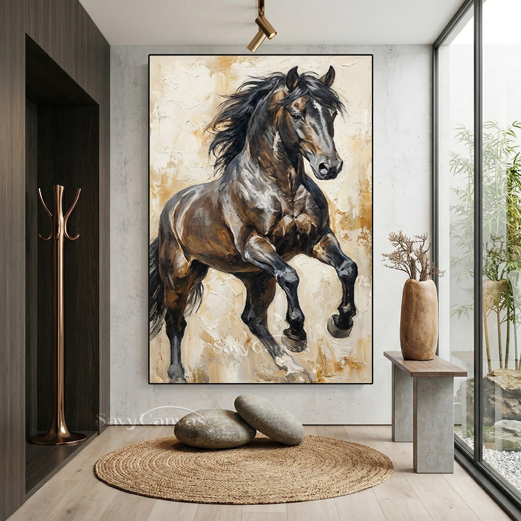 Powerful Galloping Horse Oil Painting - Textured Wall Art #SS 017