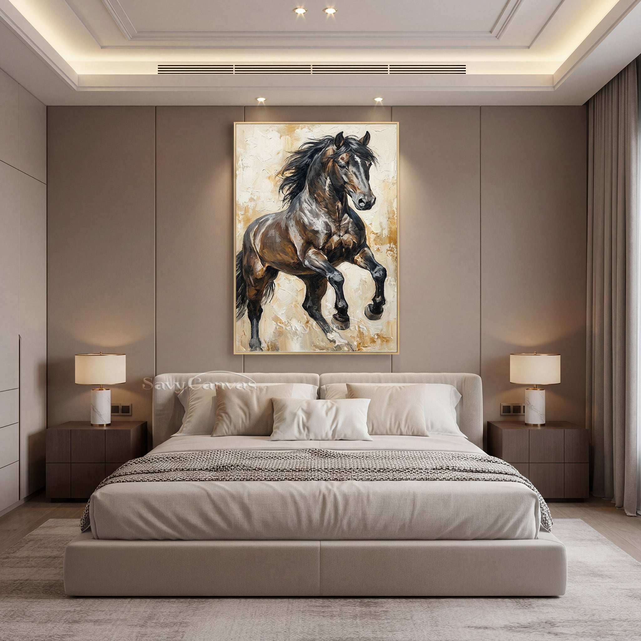 Powerful Galloping Horse Oil Painting - Textured Wall Art #SS 017