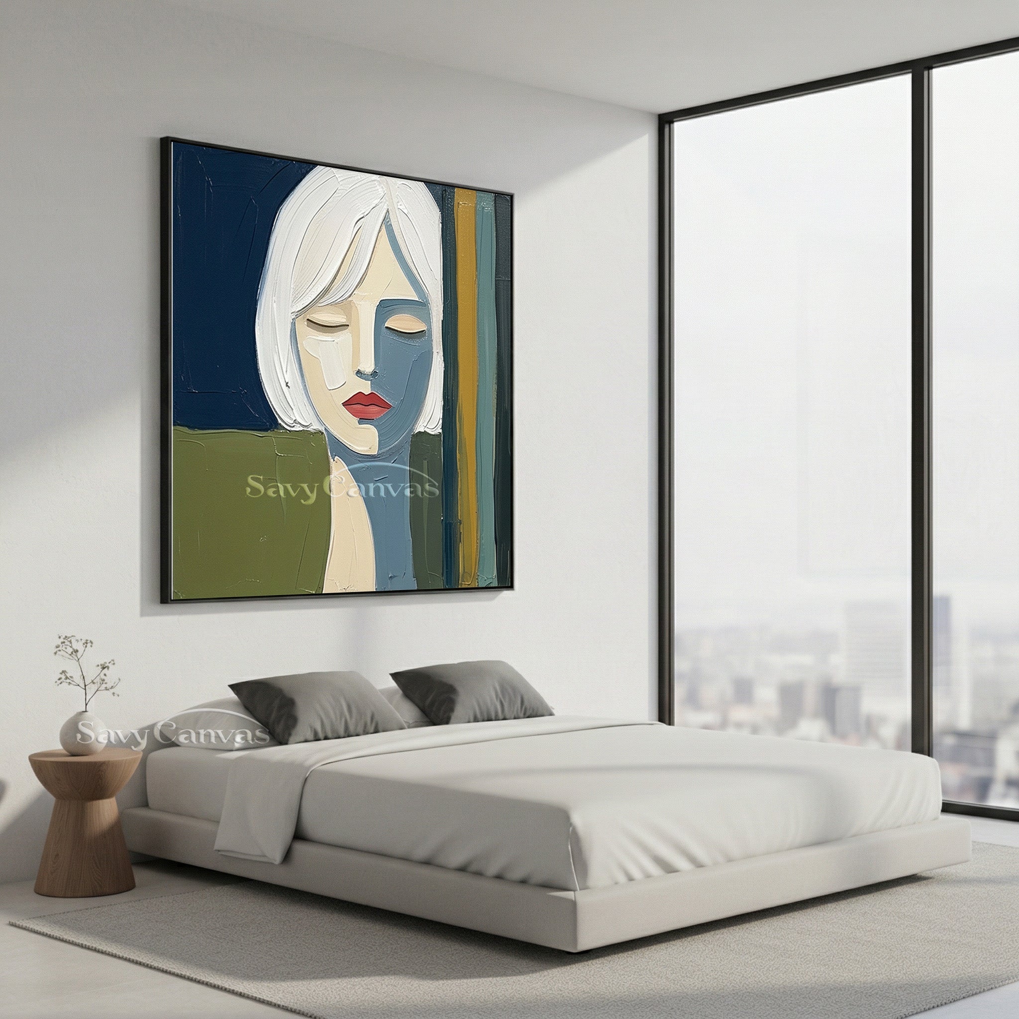 Modern Abstract Female Portrait Thick Texture Oil Painting #SS 102