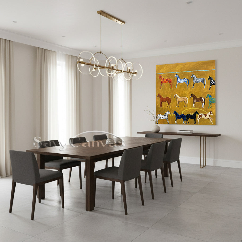 Modern Colorful Horse Pattern Oil Painting - Whimsical Wall Art #SS 022