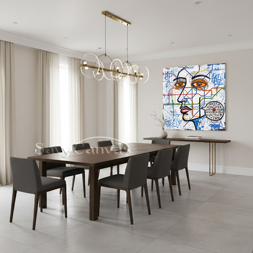 Street Graffiti Style Portrait Canvas Art - City Life Wall Decor #SS 050