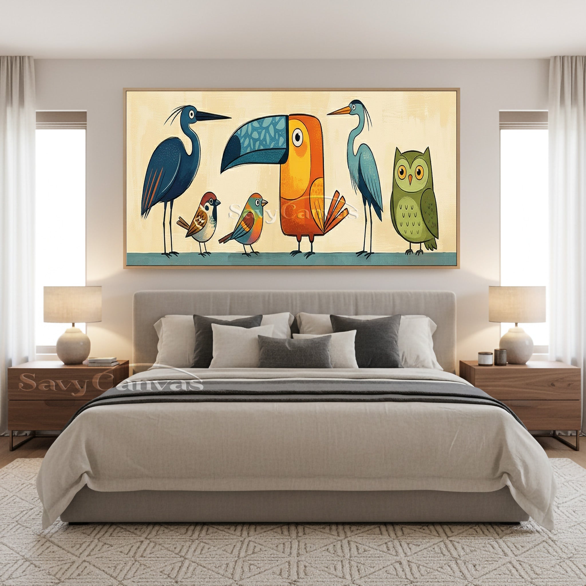 Funny Bird Characters Art | Child-Friendly Canvas Wall Decor #SS 039