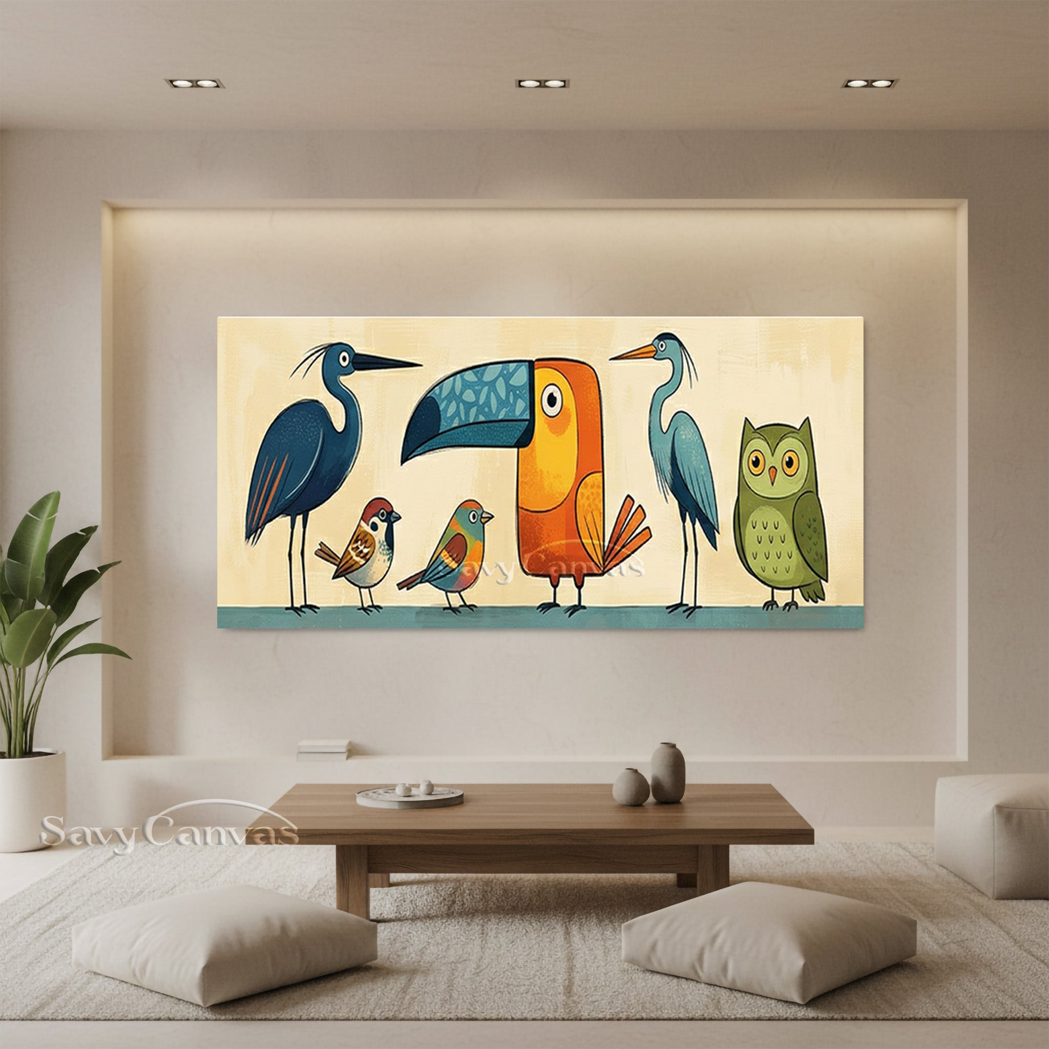 Funny Bird Characters Art | Child-Friendly Canvas Wall Decor #SS 039