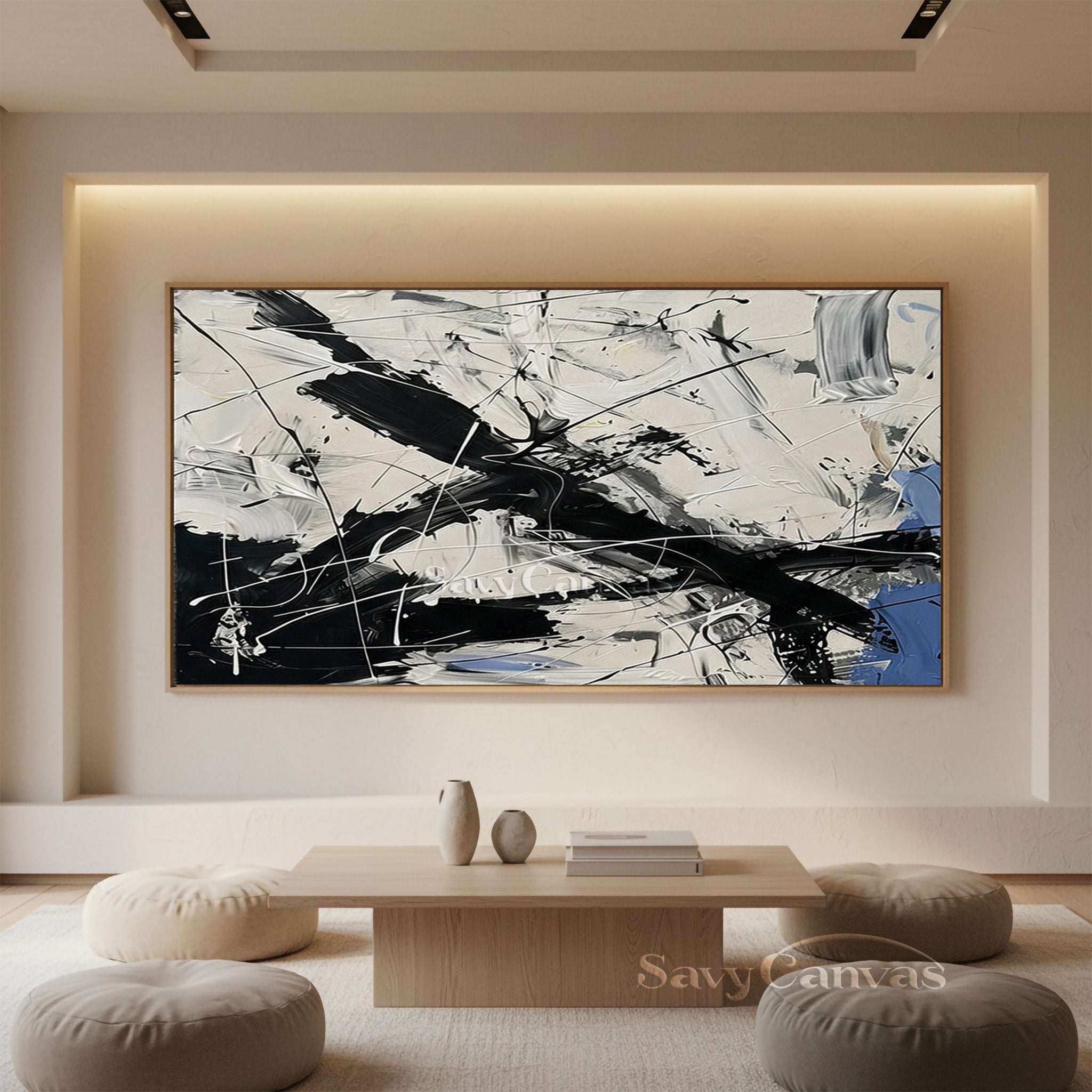Modern Monochrome Abstract Wall Art | High-Contrast Minimalist Decor #JJ 464