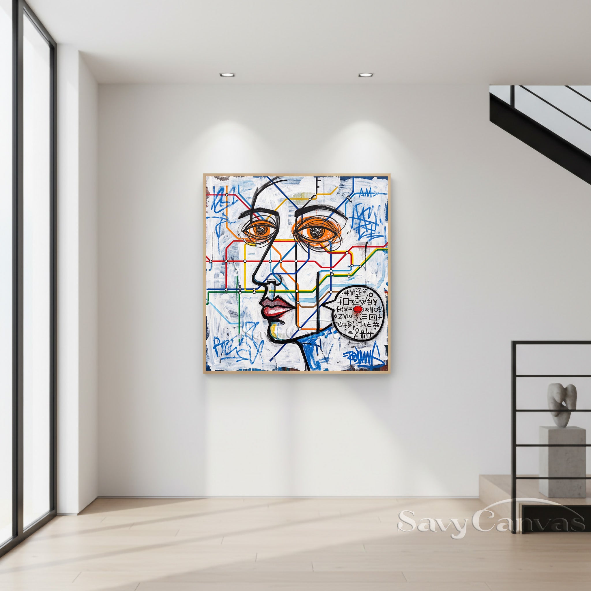 Street Graffiti Style Portrait Canvas Art - City Life Wall Decor #SS 050