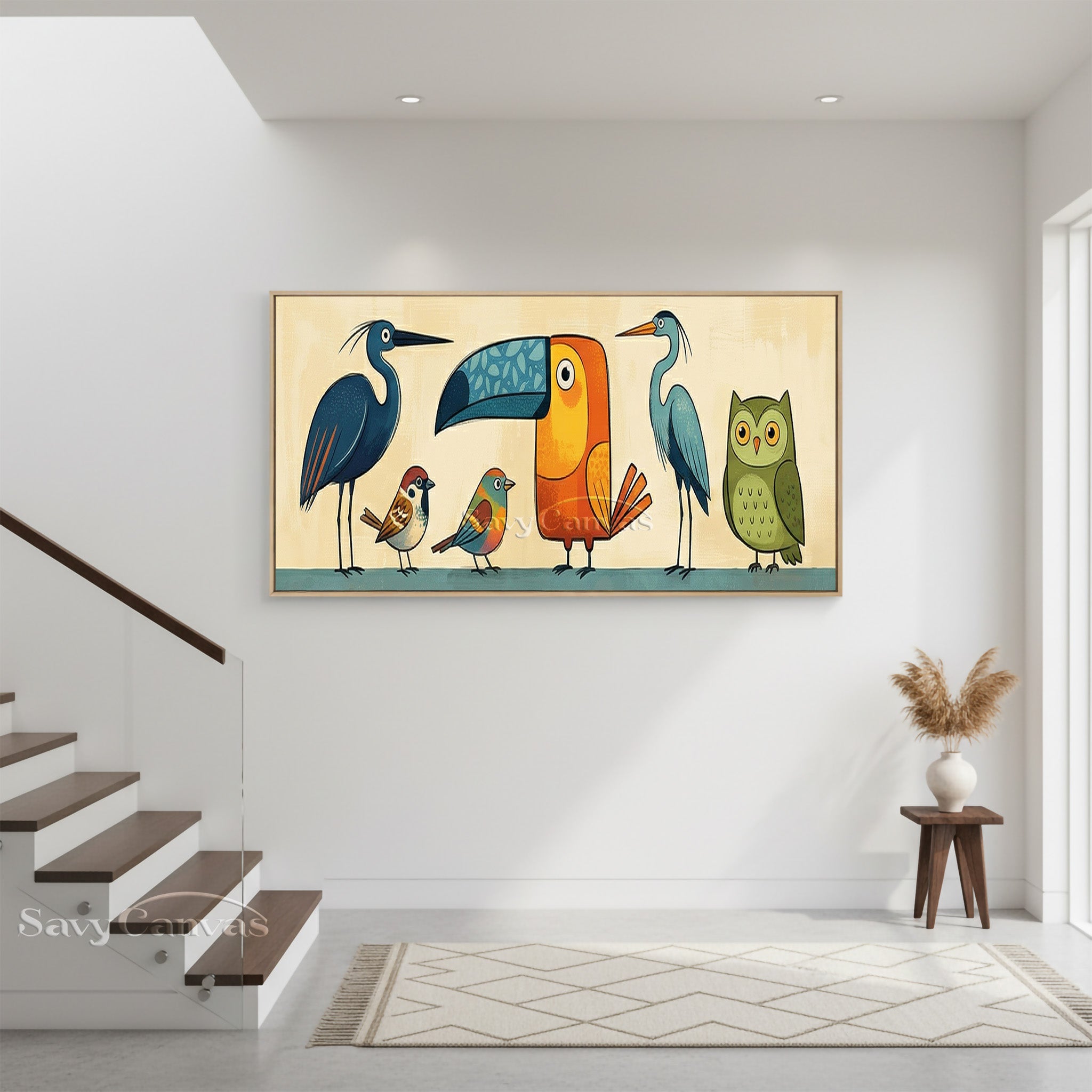 Funny Bird Characters Art | Child-Friendly Canvas Wall Decor #SS 039