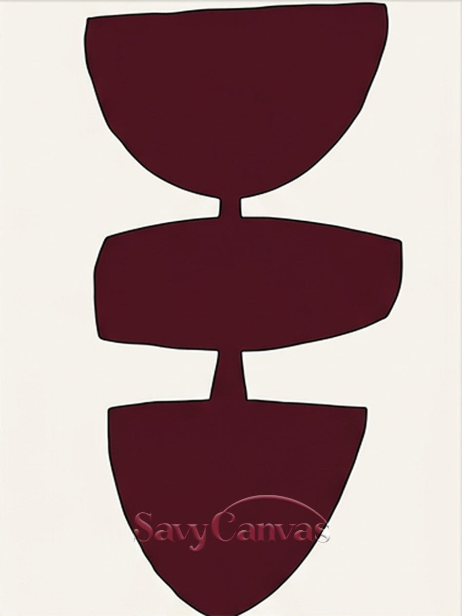 Abstract Geometric Shapes Art | Burgundy & Cream Painting