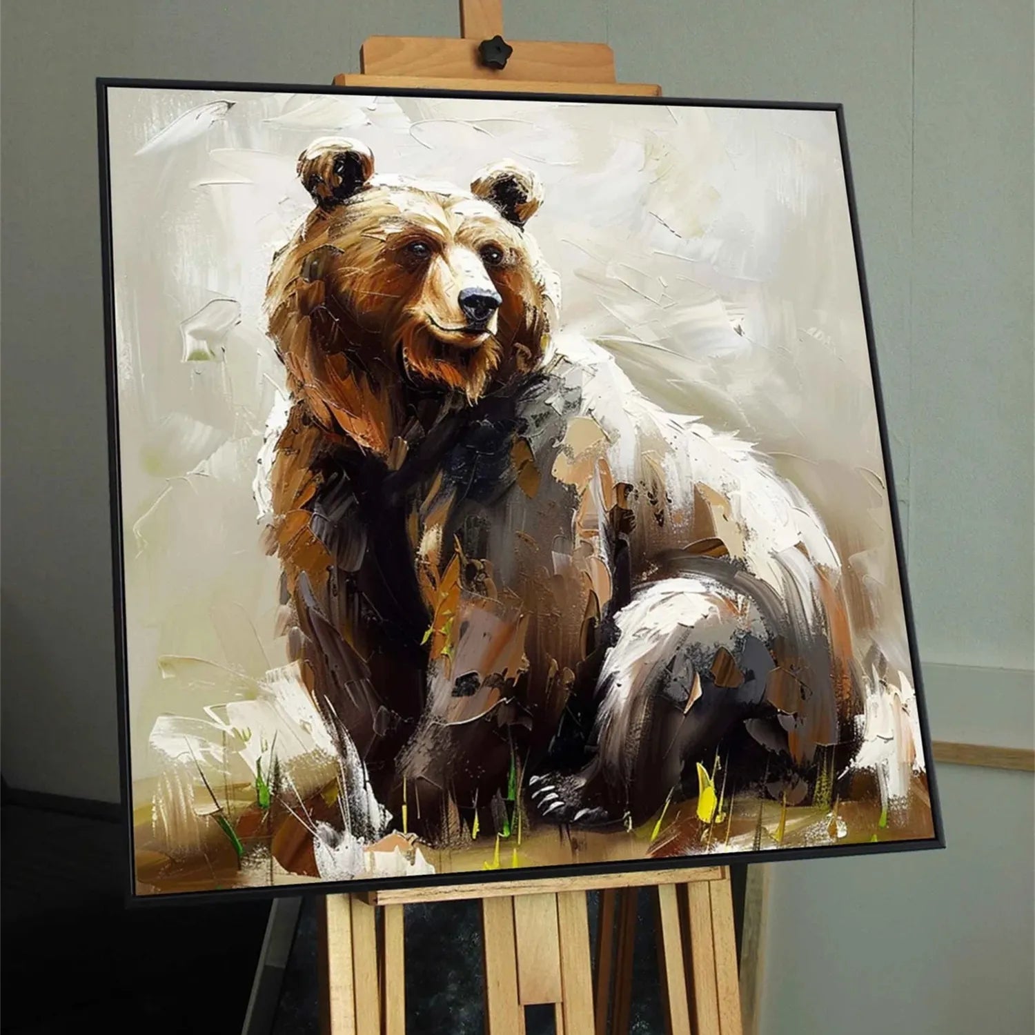 Abstract Bear Portrait: Large Contemporary Wildlife Wall Art #ZZ 027