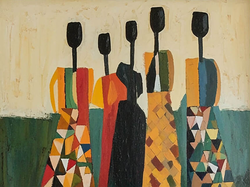 Mid-Century Modern Wall Art | Retro Abstract People Decor #JJ 440