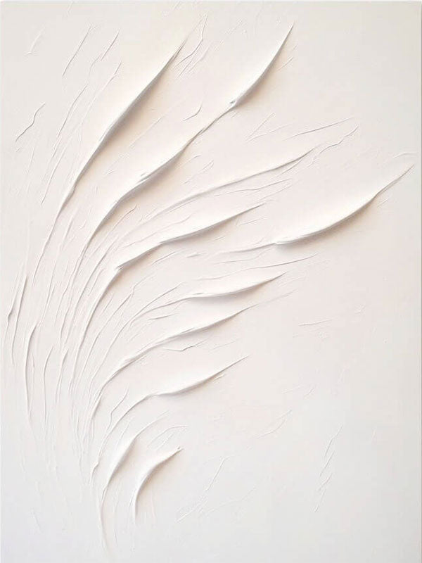 Minimalist White Reeds Textured Canvas Art | Modern Relief Painting #JJ 435