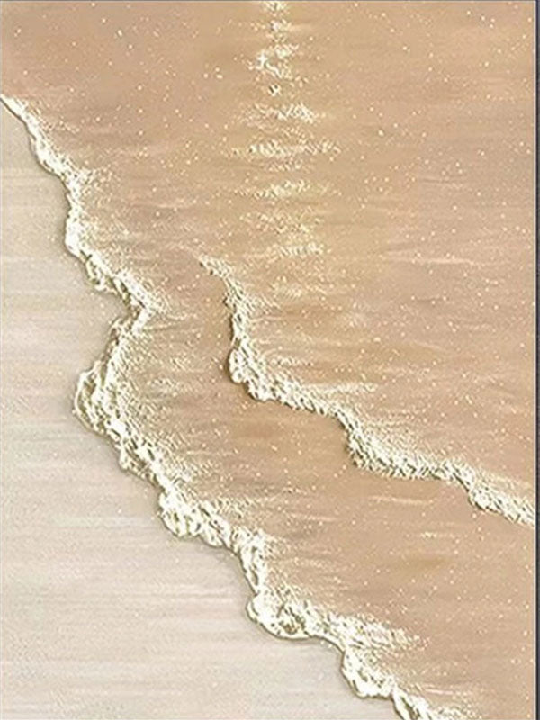 Calm Coastal Sand Textured Abstract - Beige and White Minimalist Oil Painting # JJ 133