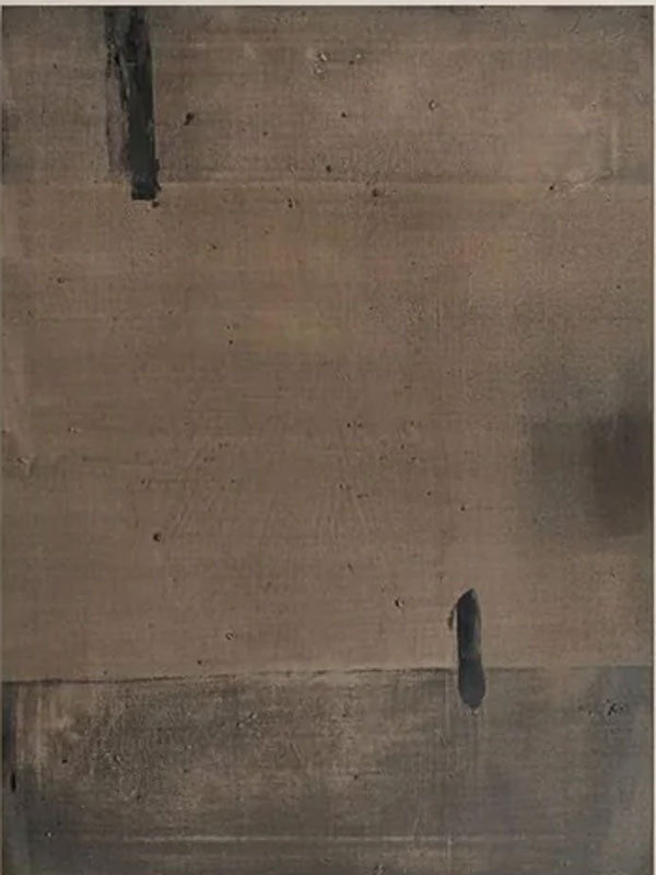 Minimalist Brown Abstract Oil Painting with Black Marks Wall Art#TC 040