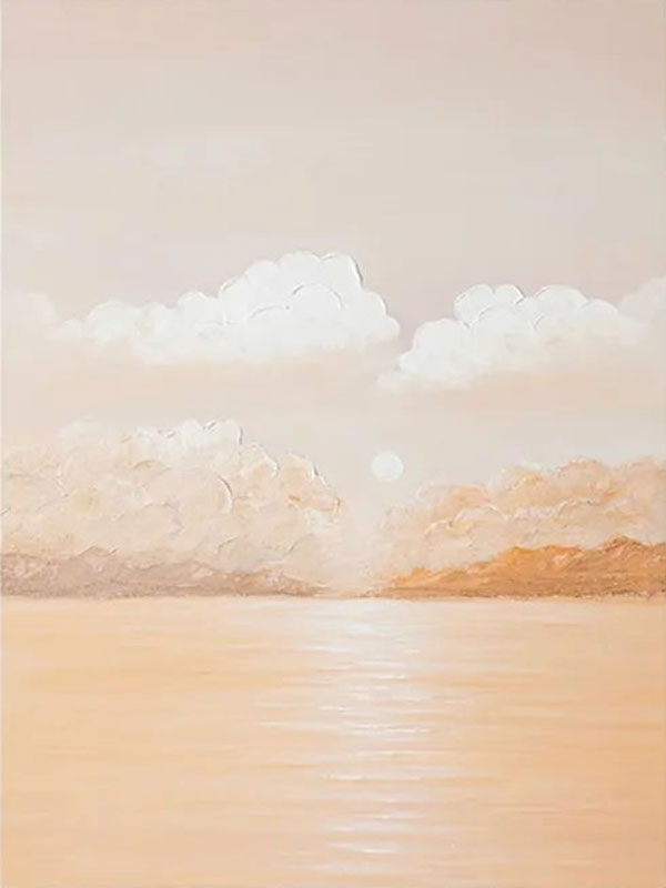 Tranquil Cloud and Sea Wall Art – Hand-Painted on Canvas # JJ 142
