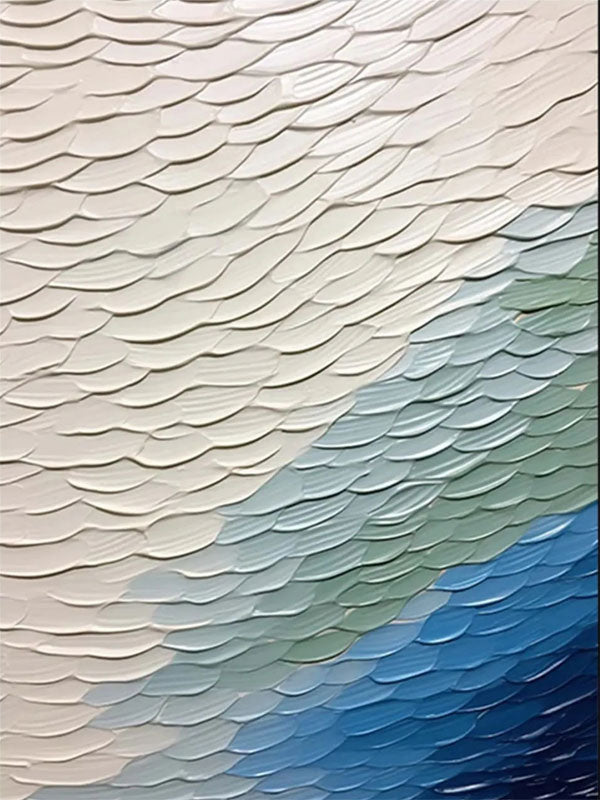 Unique White Blue Green Textured Abstract - Modern Serene Art Gift # JJ 128